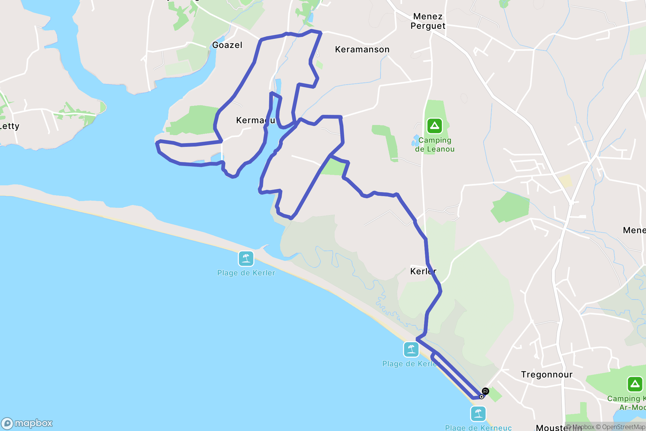 Fouesnant : carte du parcours de randonnée - France
