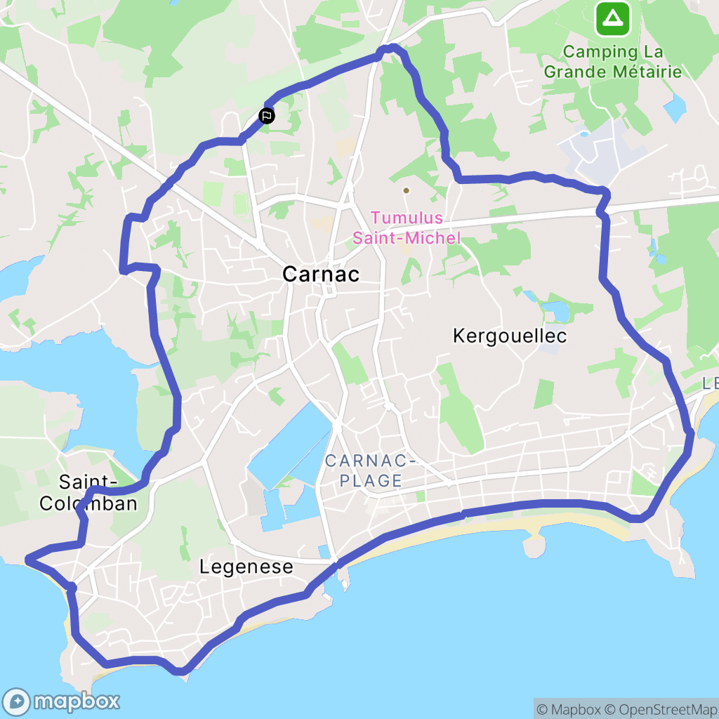 Carnac : carte du parcours de randonnée - France