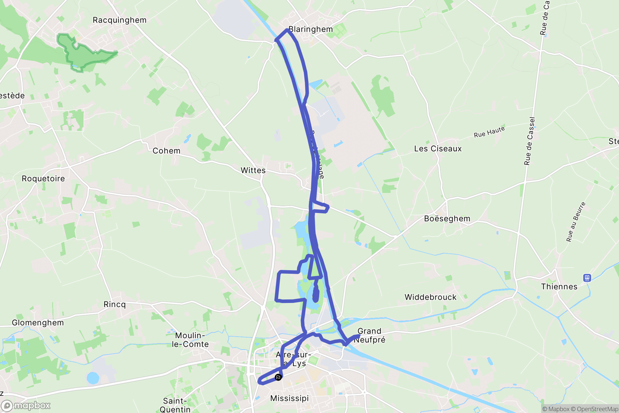 Aire-sur-la-Lys : carte du parcours de randonnée - France