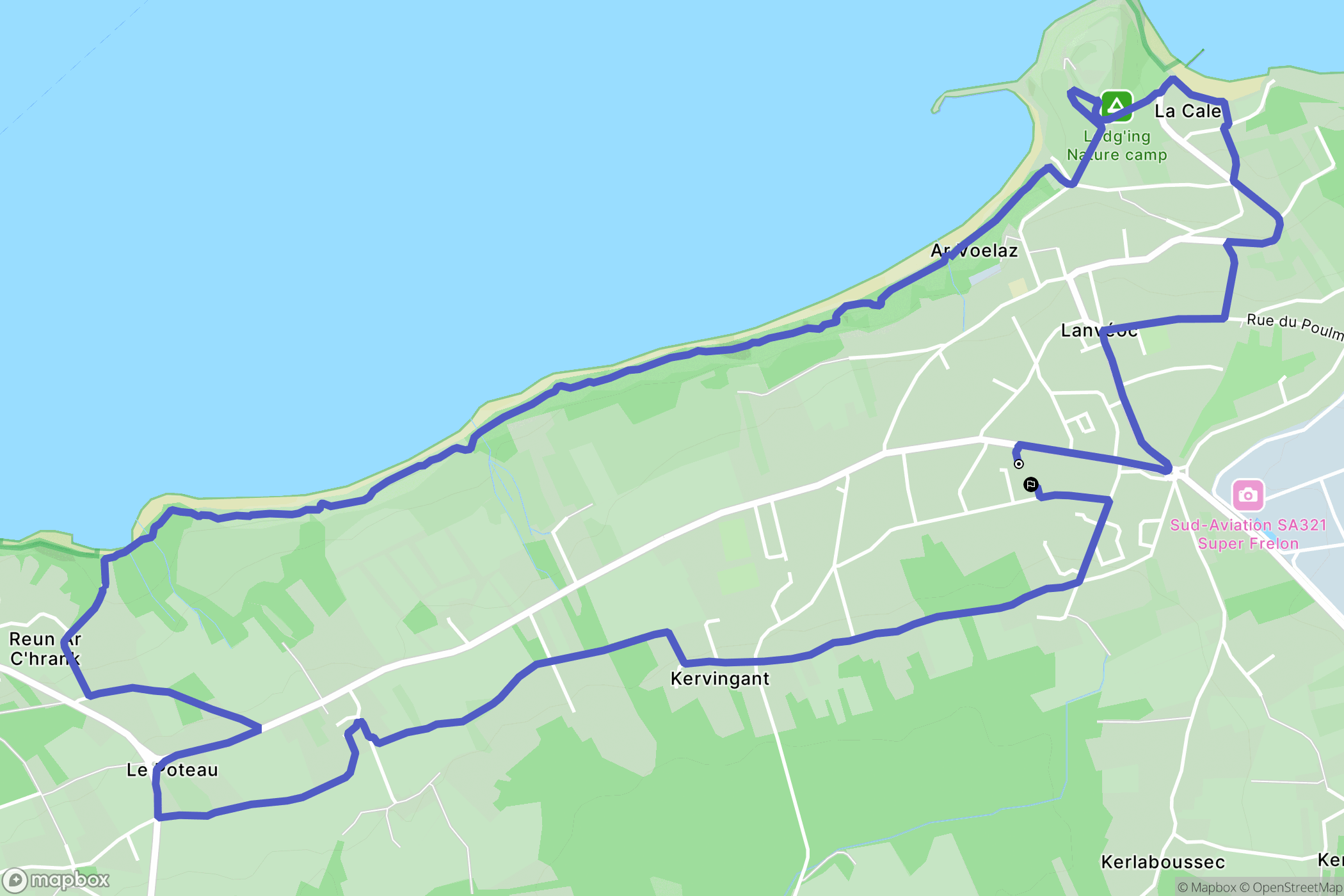 Lanvéoc : carte du parcours de randonnée - France
