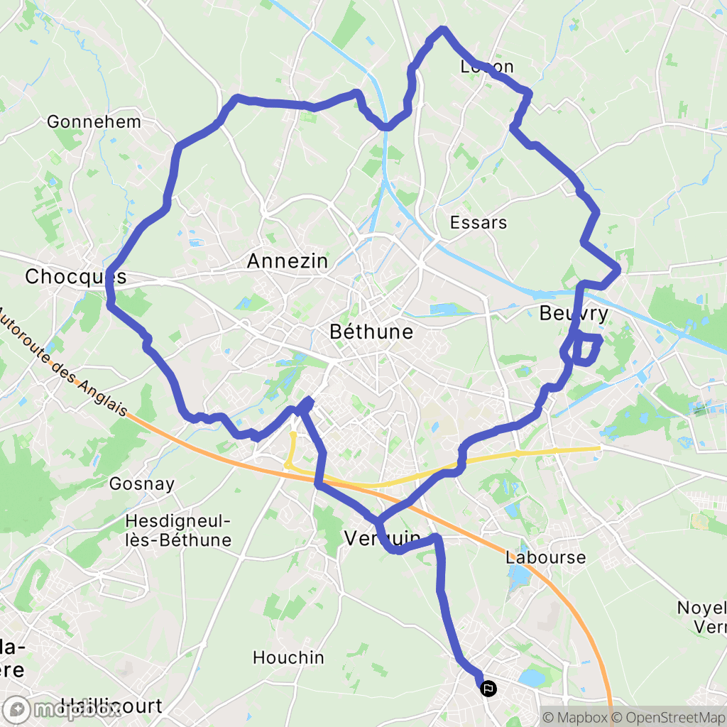 Nœux-les-Mines : carte du parcours de randonnée - France