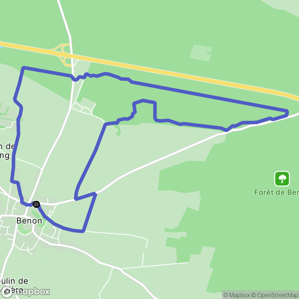 Benon : carte du parcours de randonnée - France