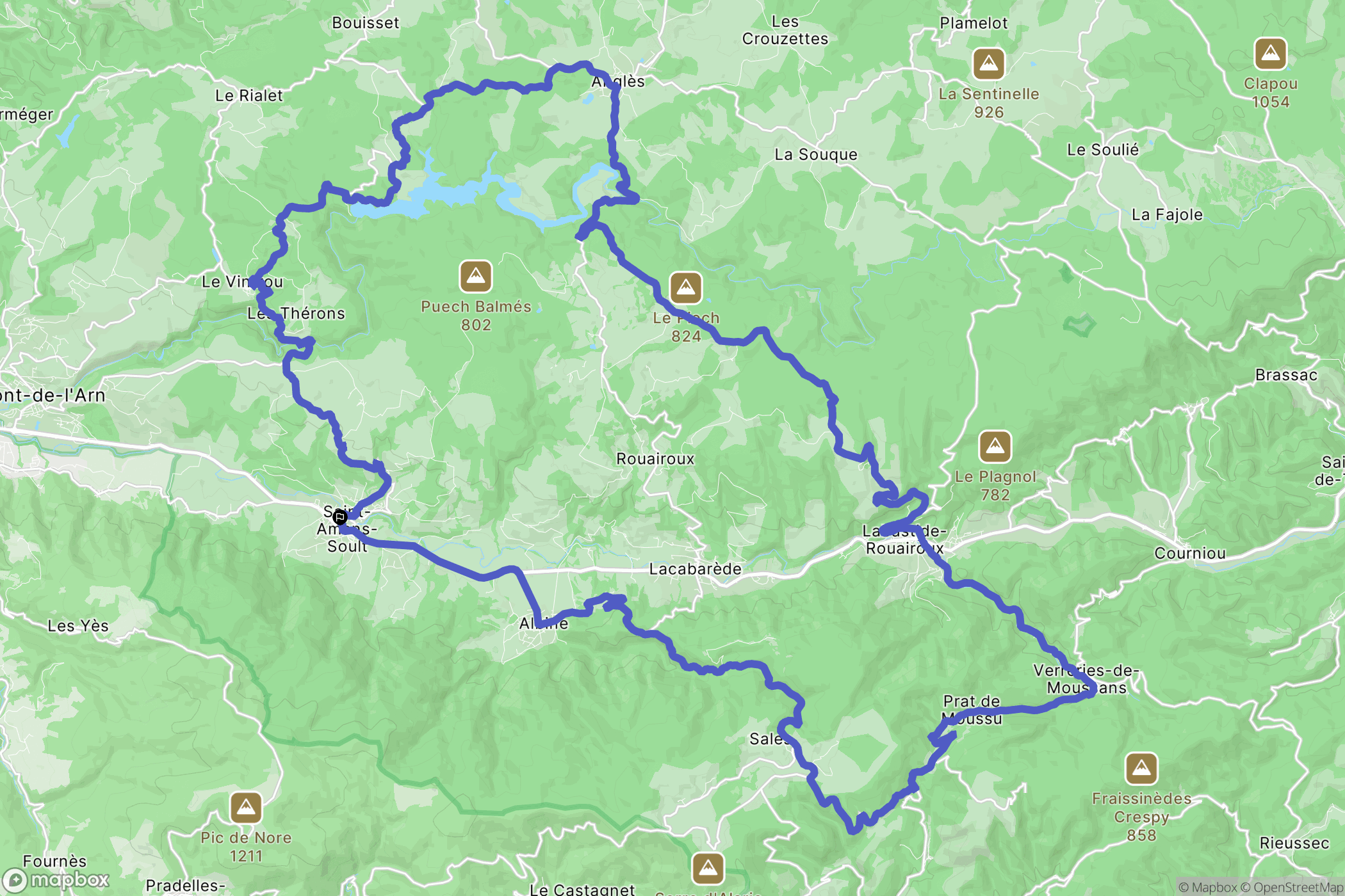 Saint-Amans-Soult : carte du parcours de randonnée - France