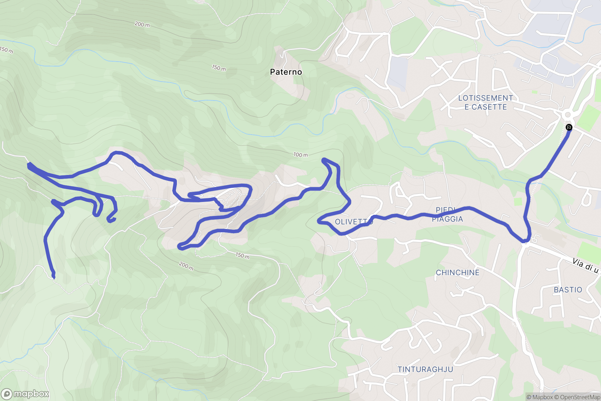 Furiani : carte du parcours de randonnée - France