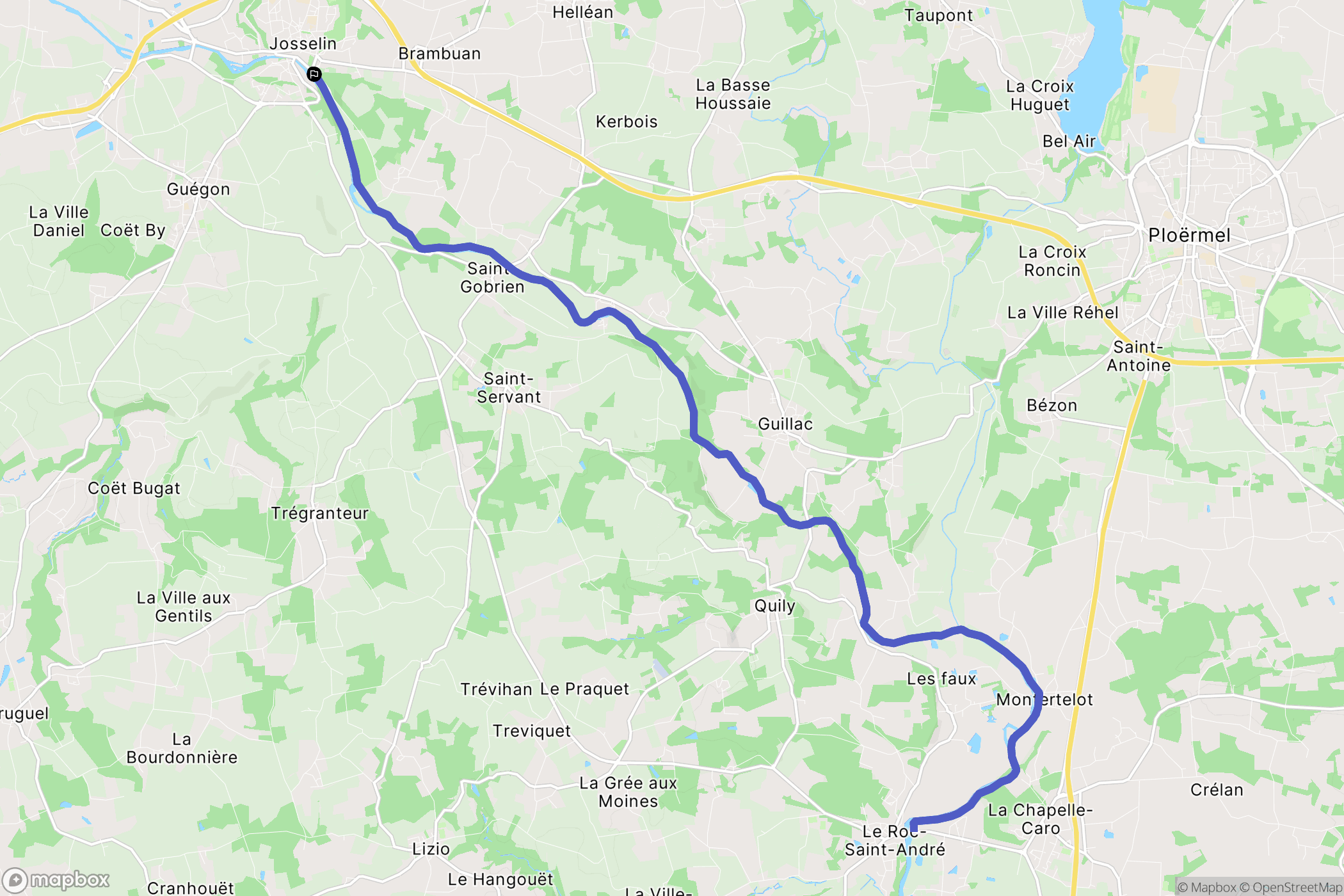 Josselin : carte du parcours de randonnée - France