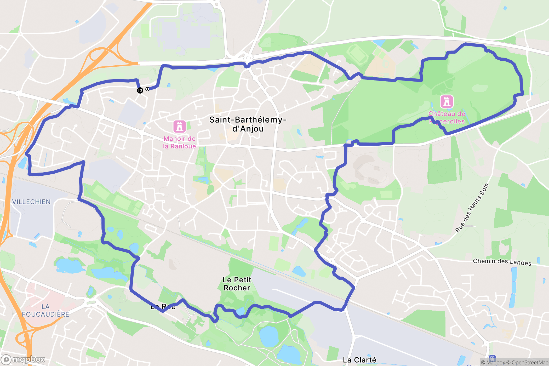Saint-Barthélemy-d'Anjou : carte du parcours de randonnée - France