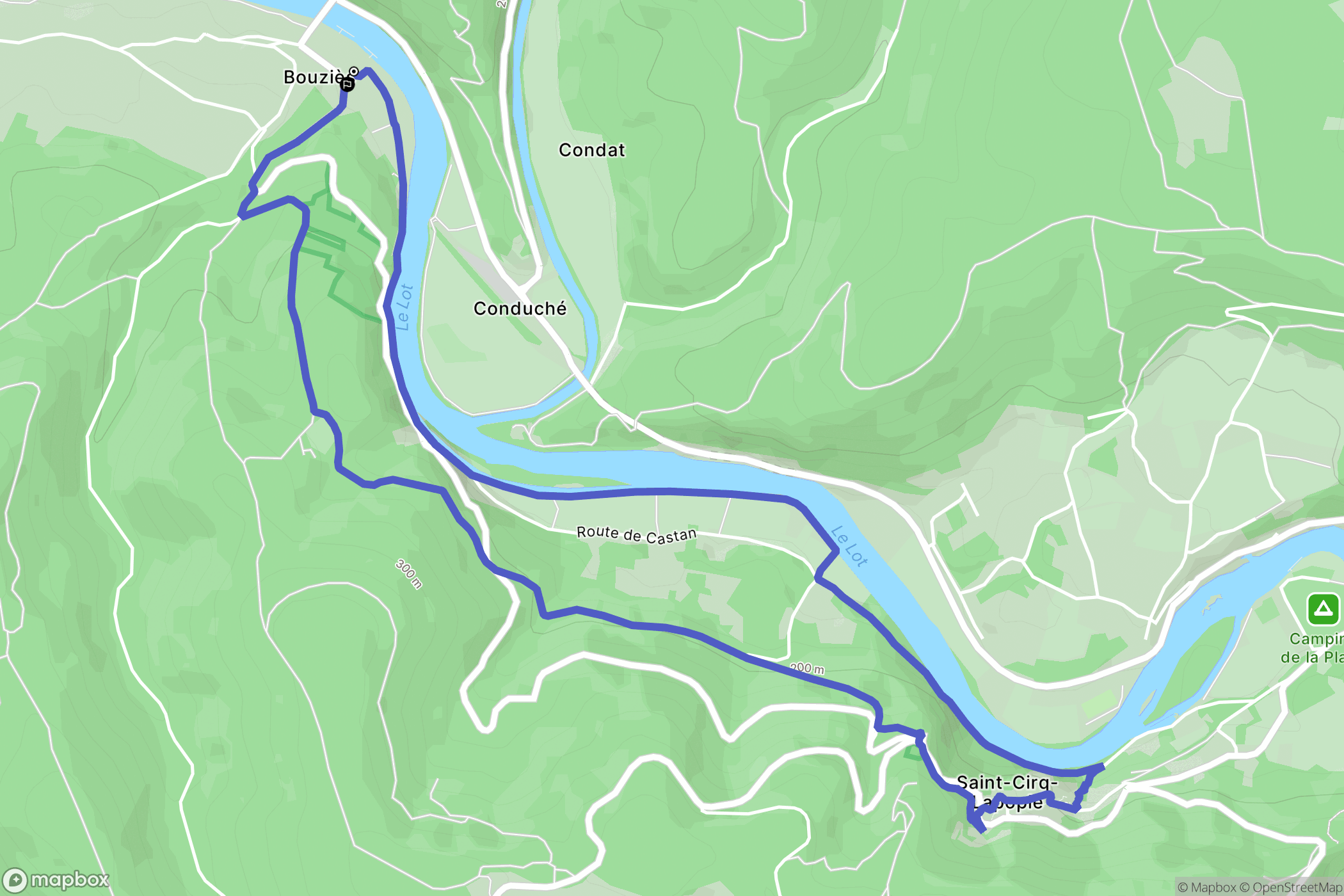 Bouzies : carte du parcours de randonnée - France