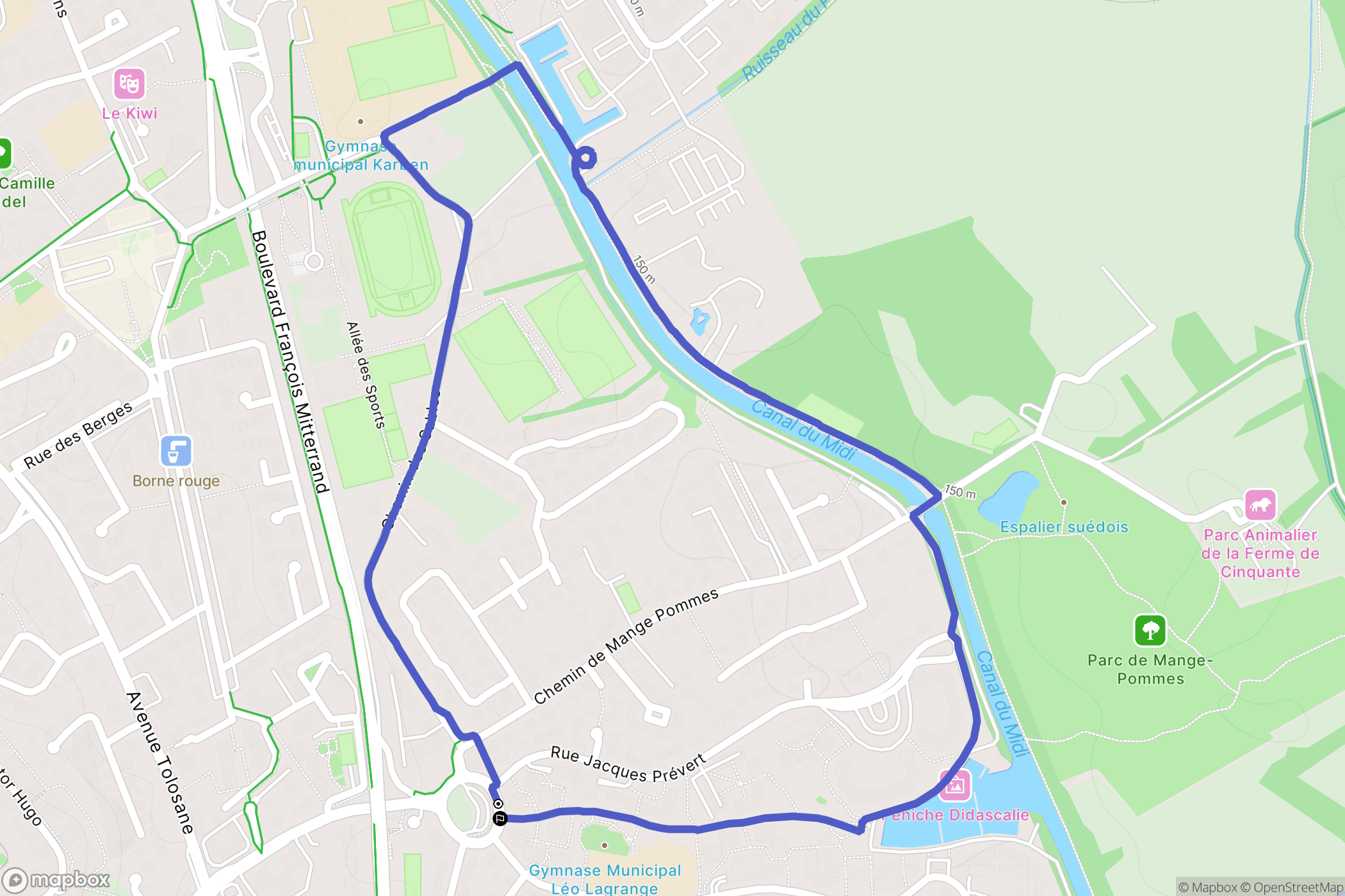 Ramonville-Saint-Agne : carte du parcours de randonnée - France