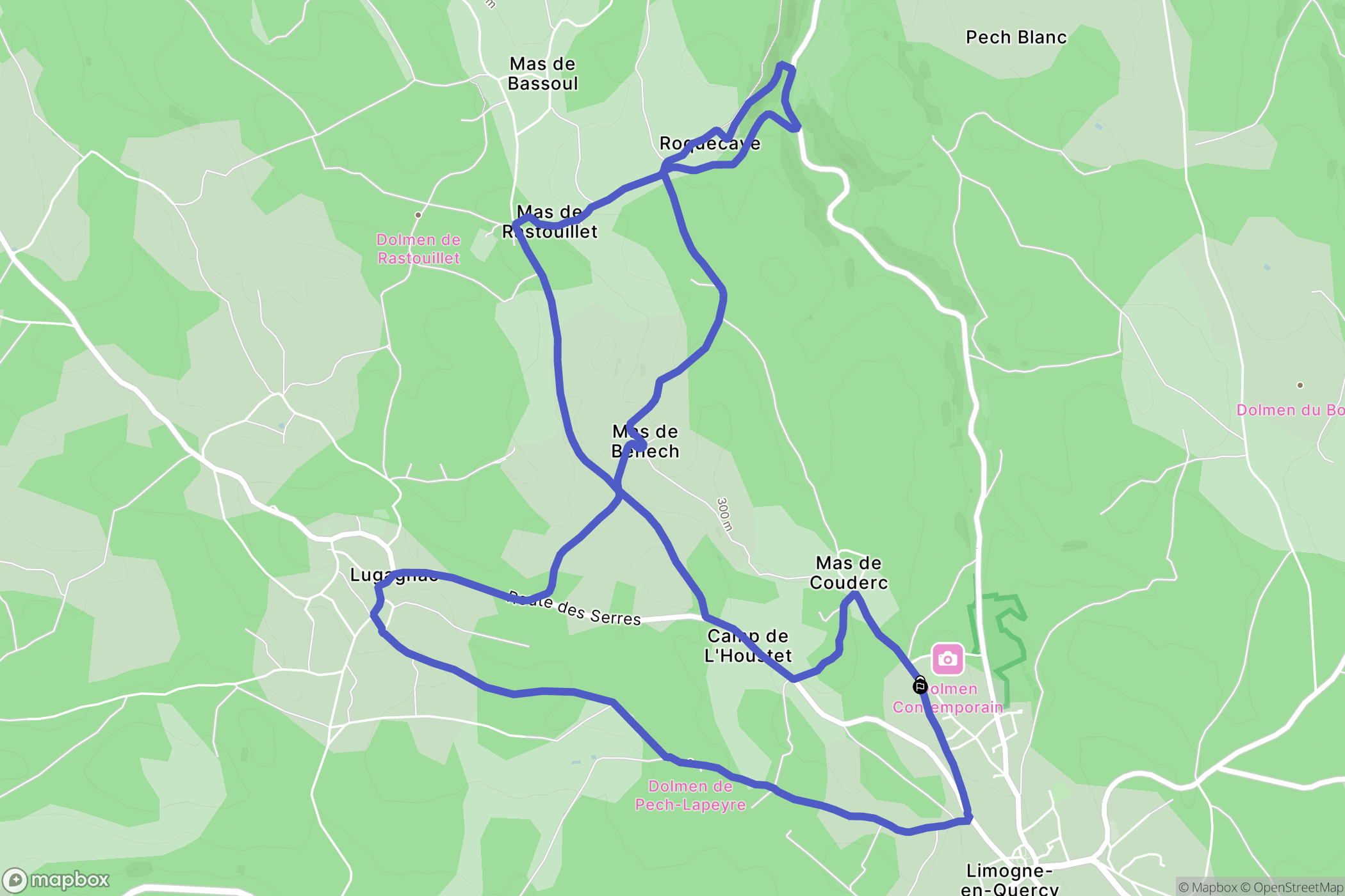 Limogne-en-Quercy : carte du parcours de randonnée - France