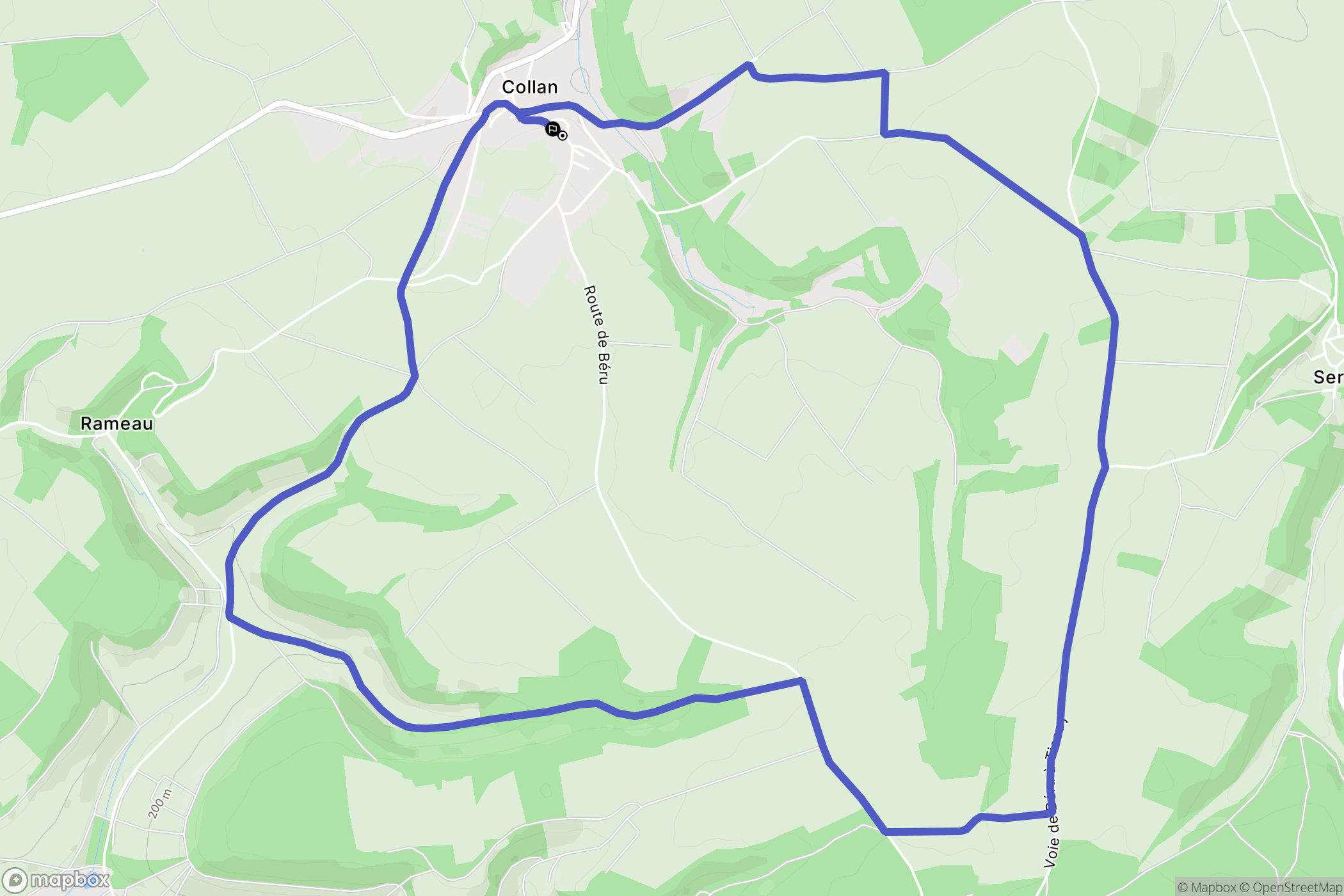 Collan : carte du parcours de randonnée - France