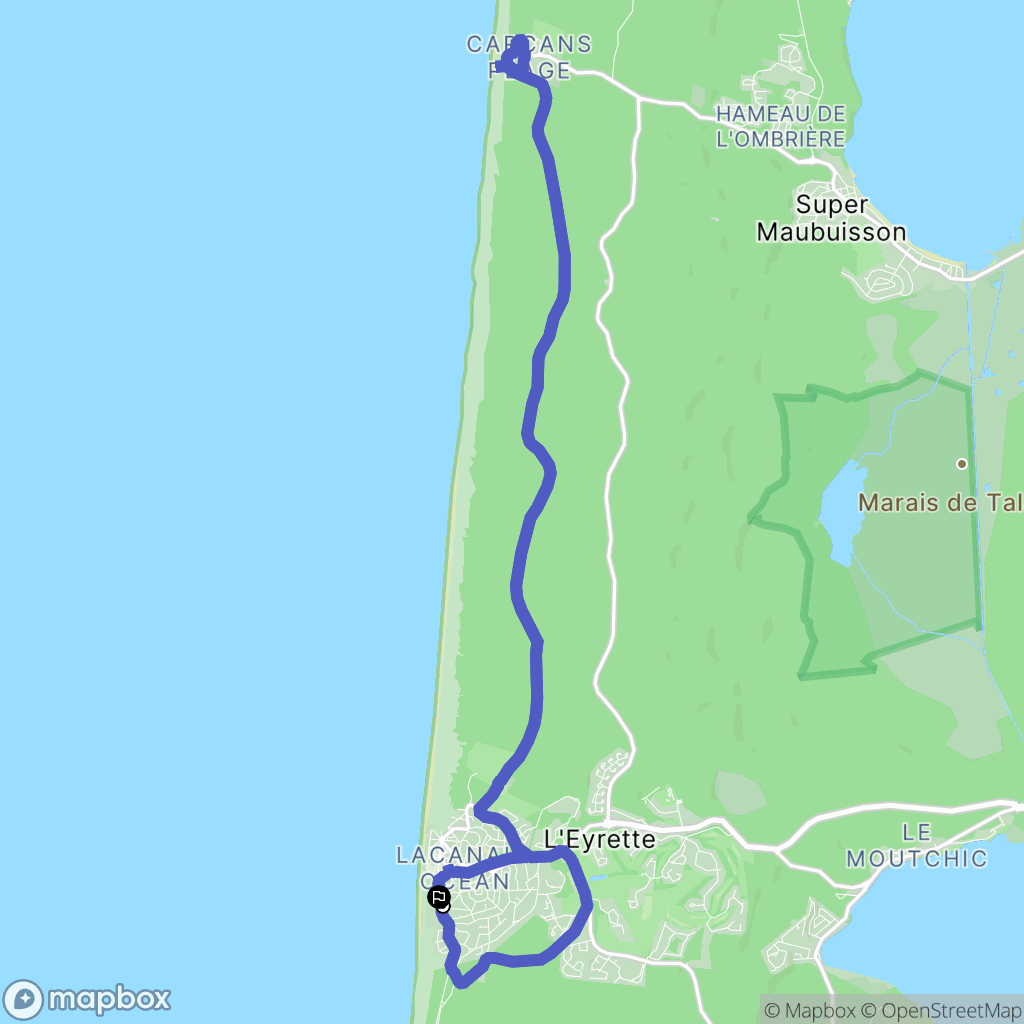Lacanau : carte du parcours de randonnée - France