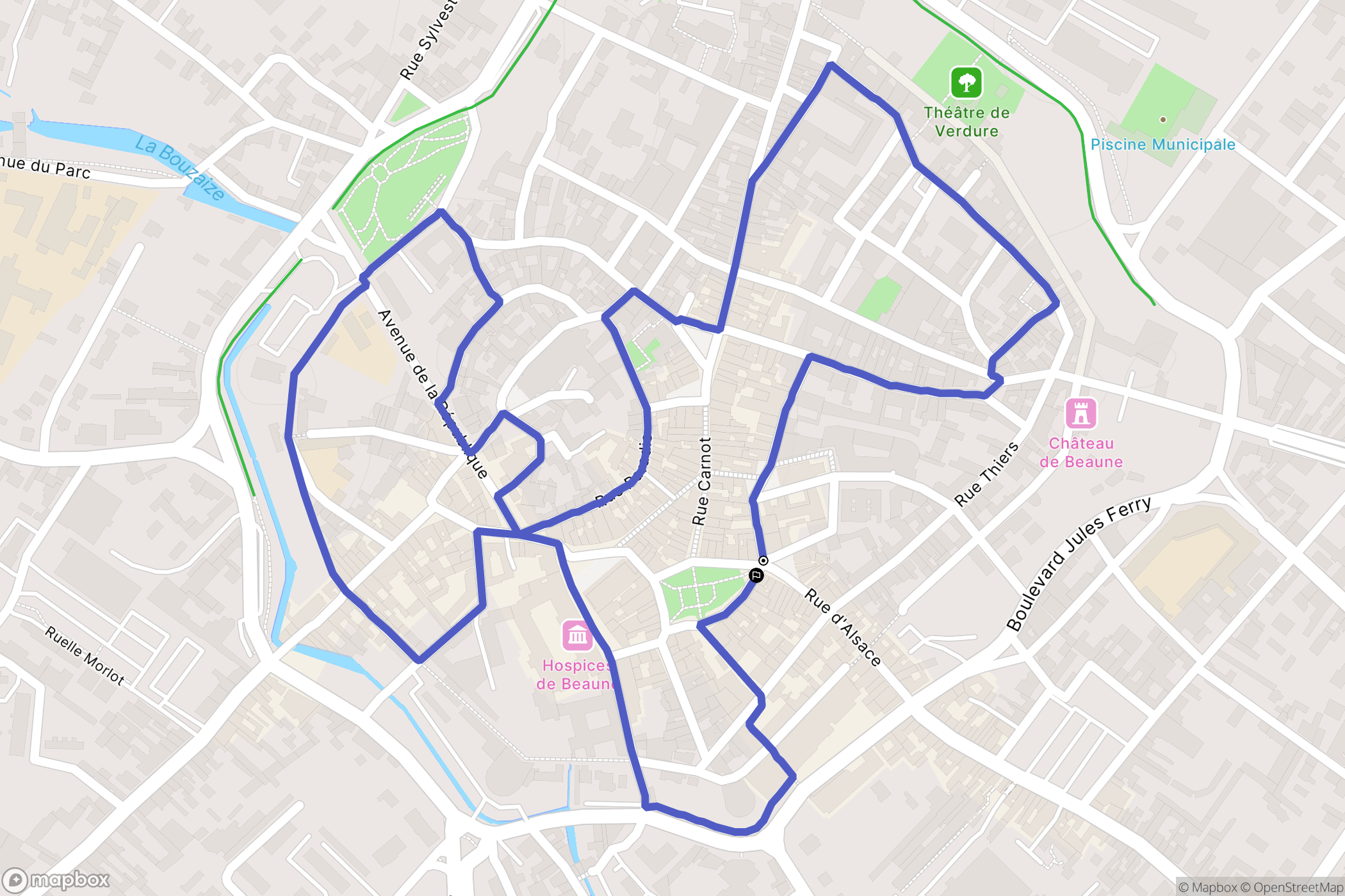 Beaune : carte du parcours de randonnée - France