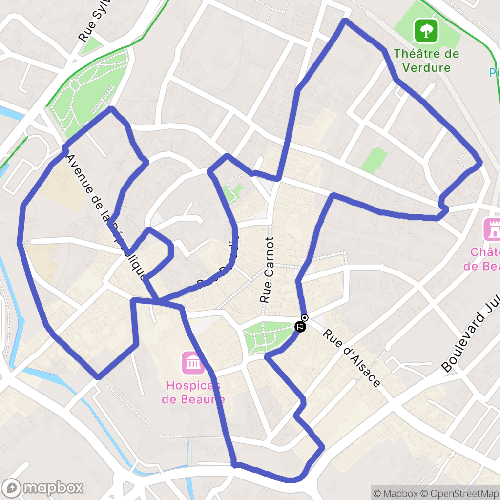Beaune : carte du parcours de randonnée - France