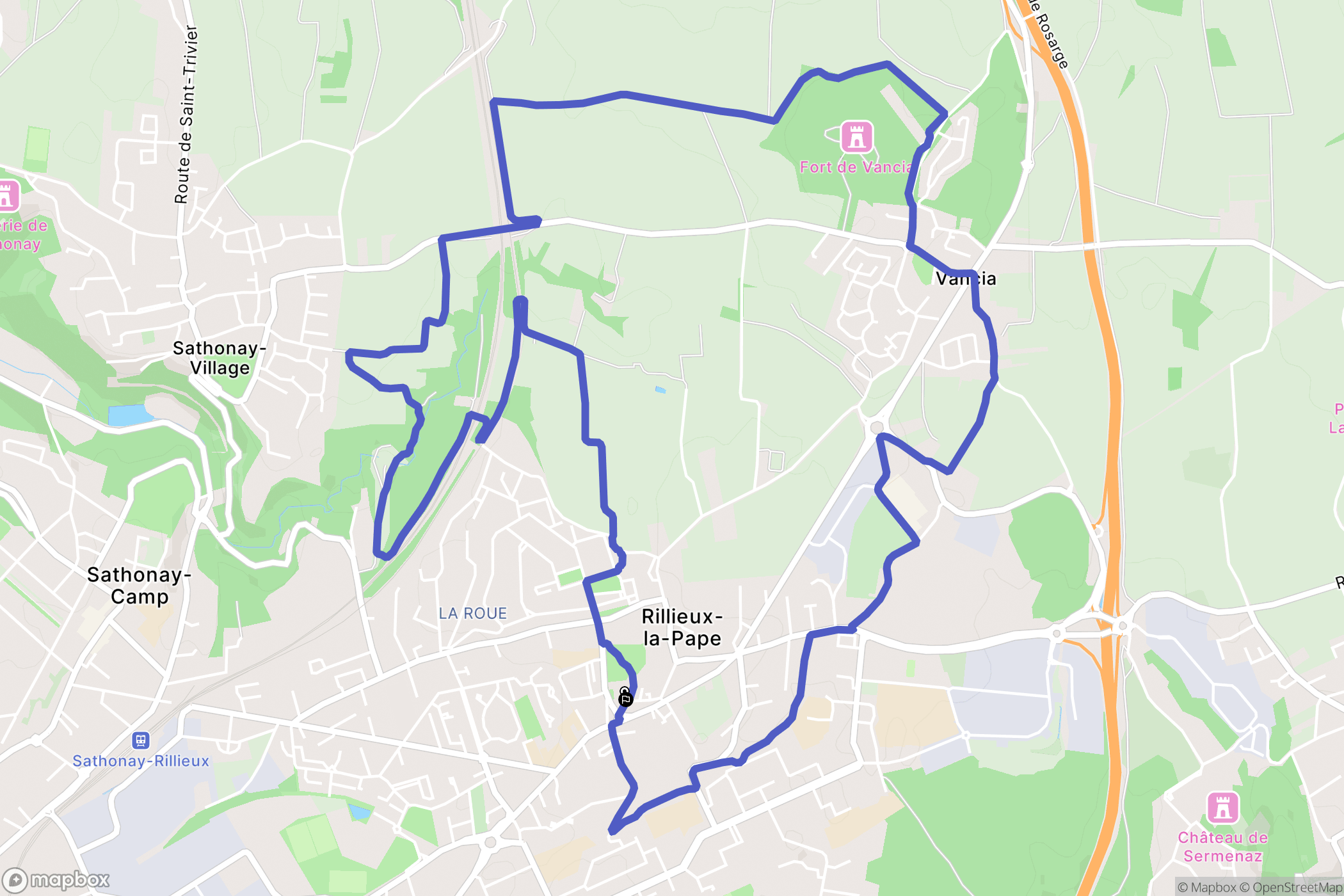 Rillieux-la-Pape : carte du parcours de randonnée - France