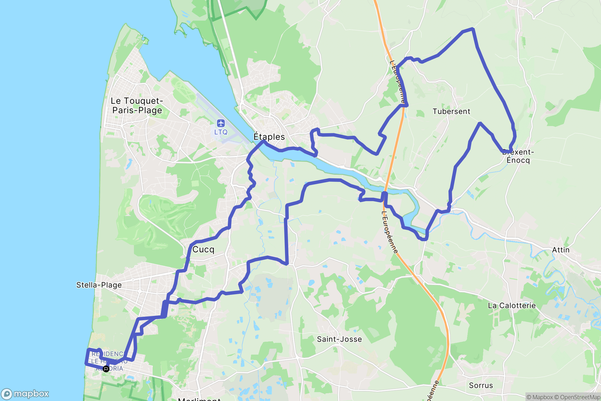 Merlimont : carte du parcours de randonnée - France