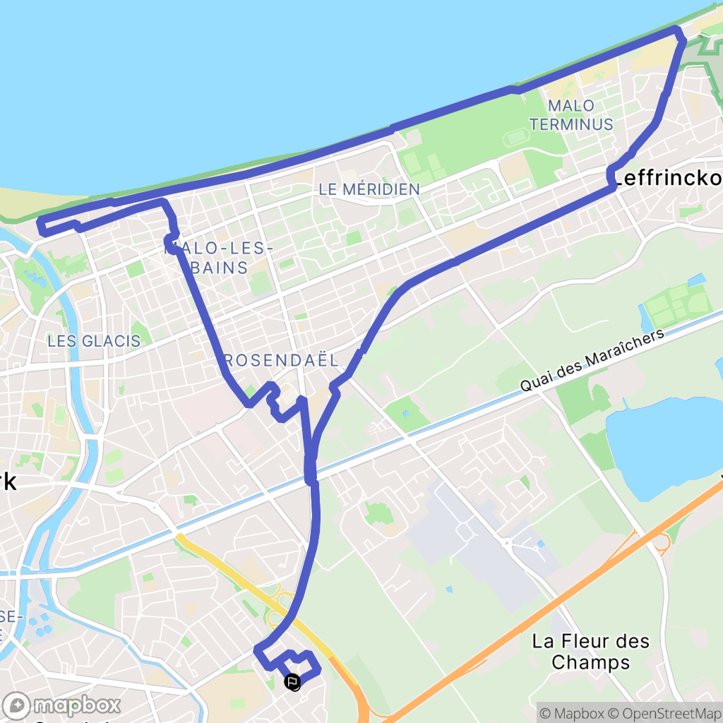Coudekerque-Branche : carte du parcours de randonnée - France