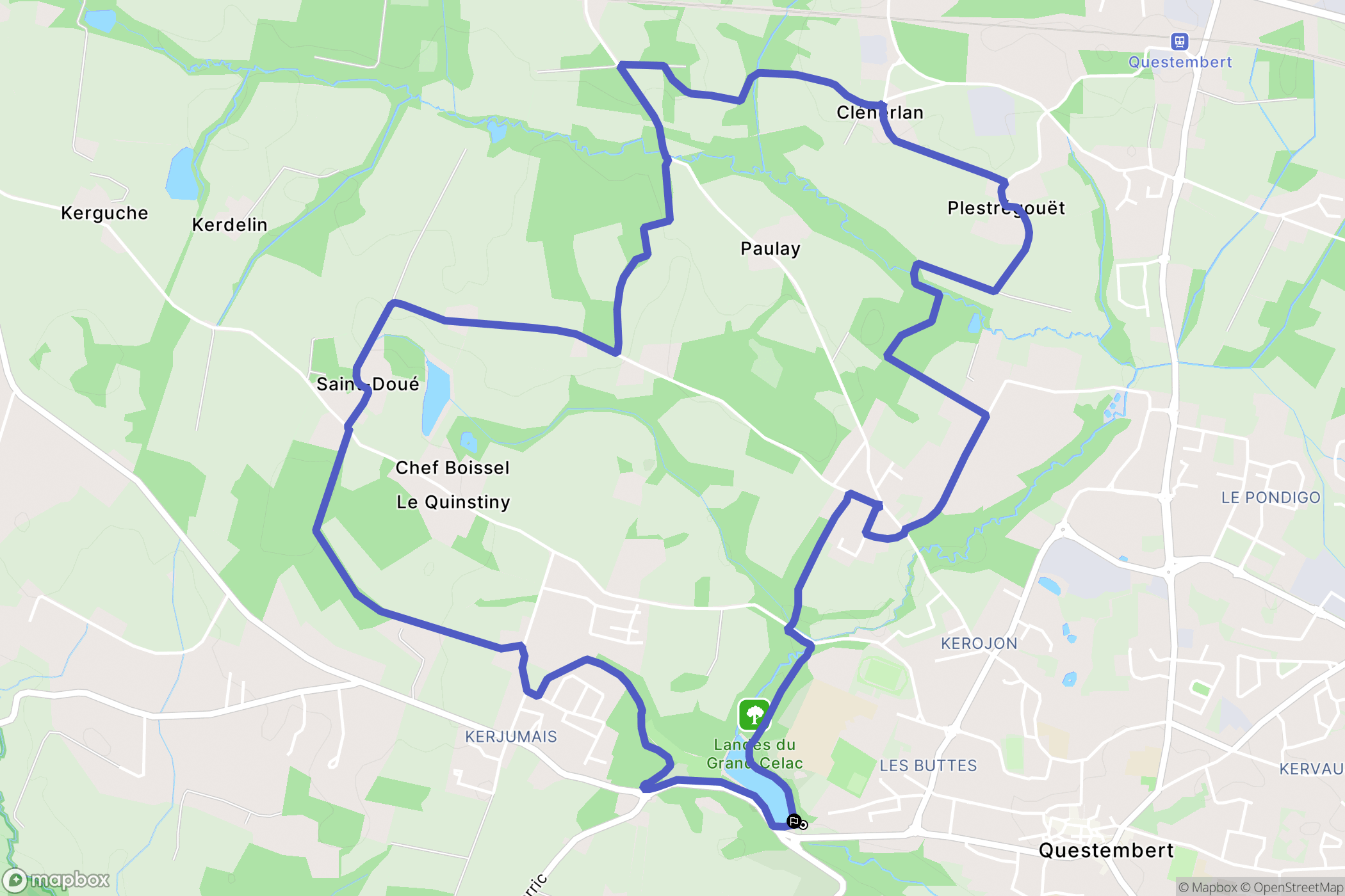 Questembert : carte du parcours de randonnée - France