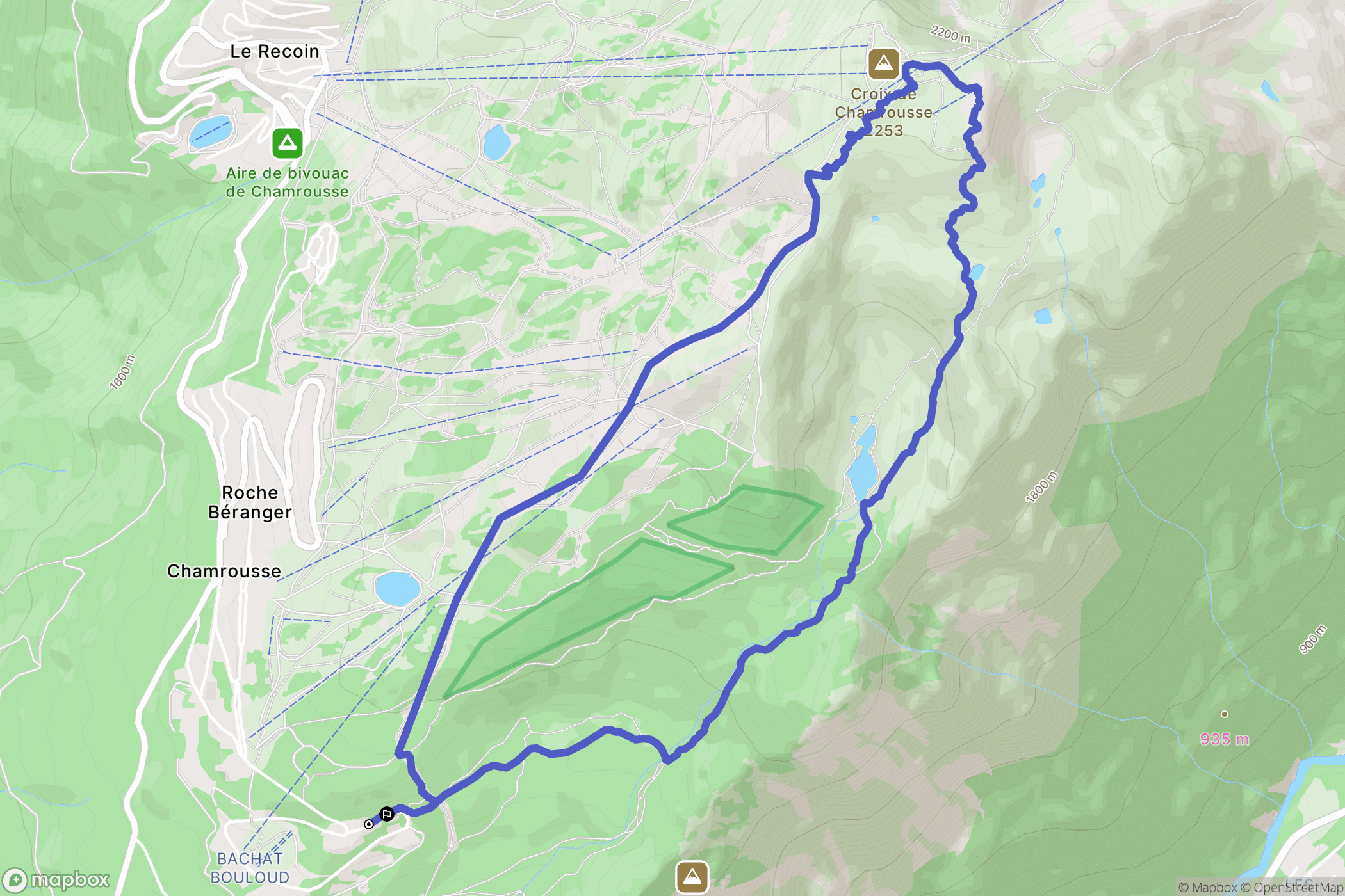 Chamrousse : carte du parcours de randonnée - France