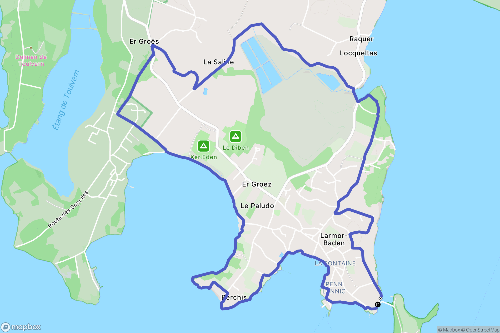 Larmor-Baden : carte du parcours de randonnée - France