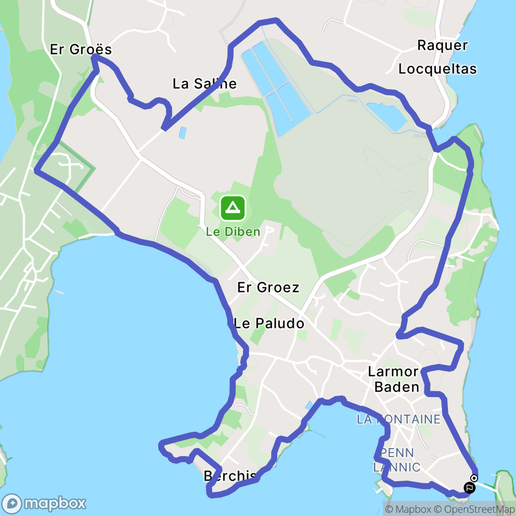 Larmor-Baden : carte du parcours de randonnée - France