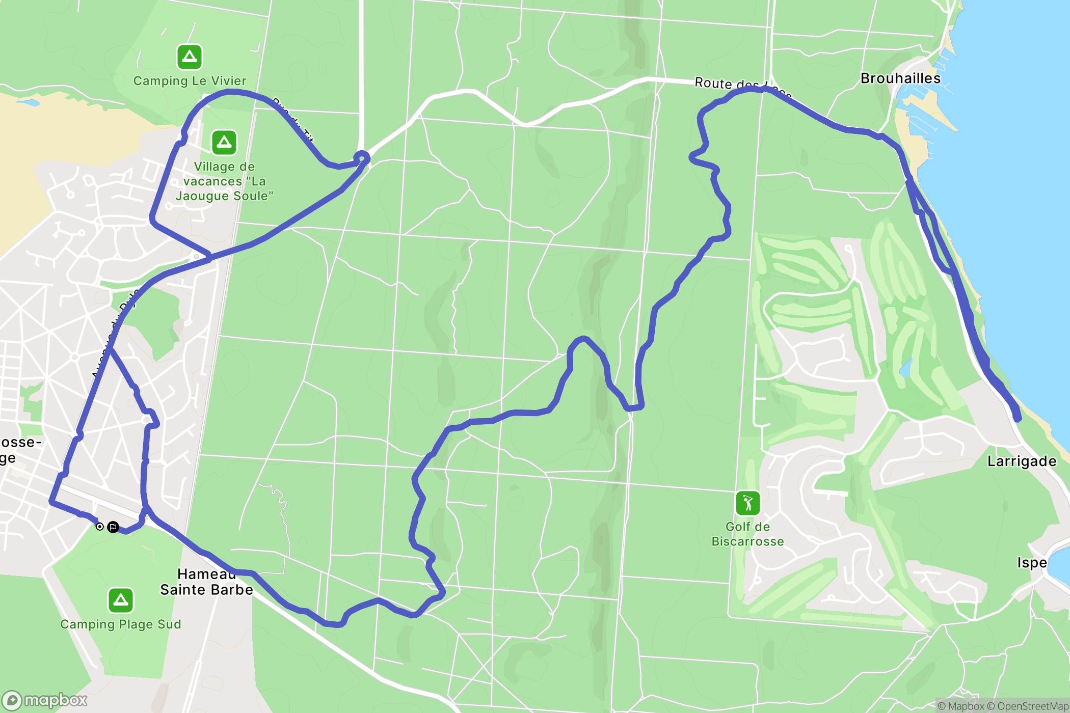 Biscarrosse : carte du parcours de randonnée - France
