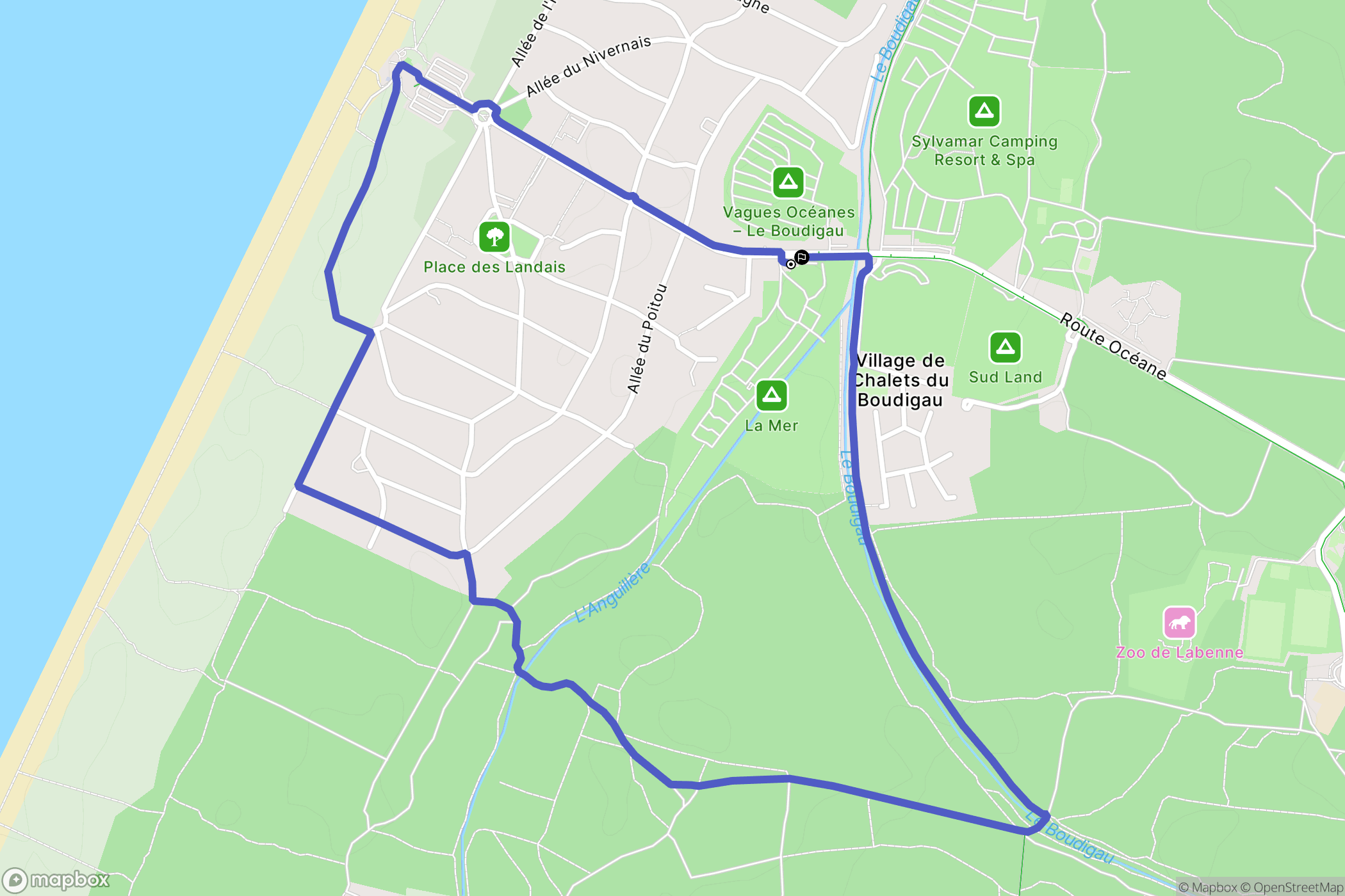 Labenne : carte du parcours de randonnée - France