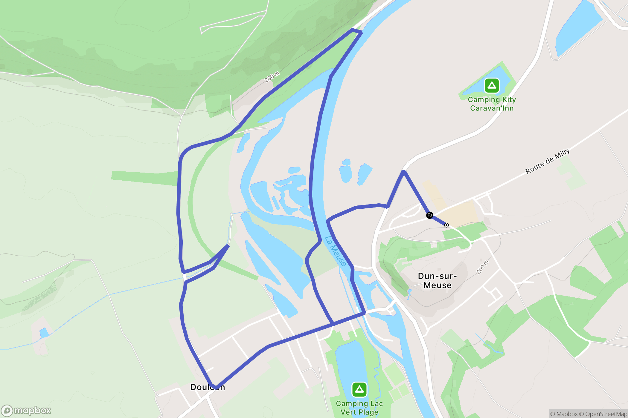 Dun-sur-Meuse : carte du parcours de randonnée - France