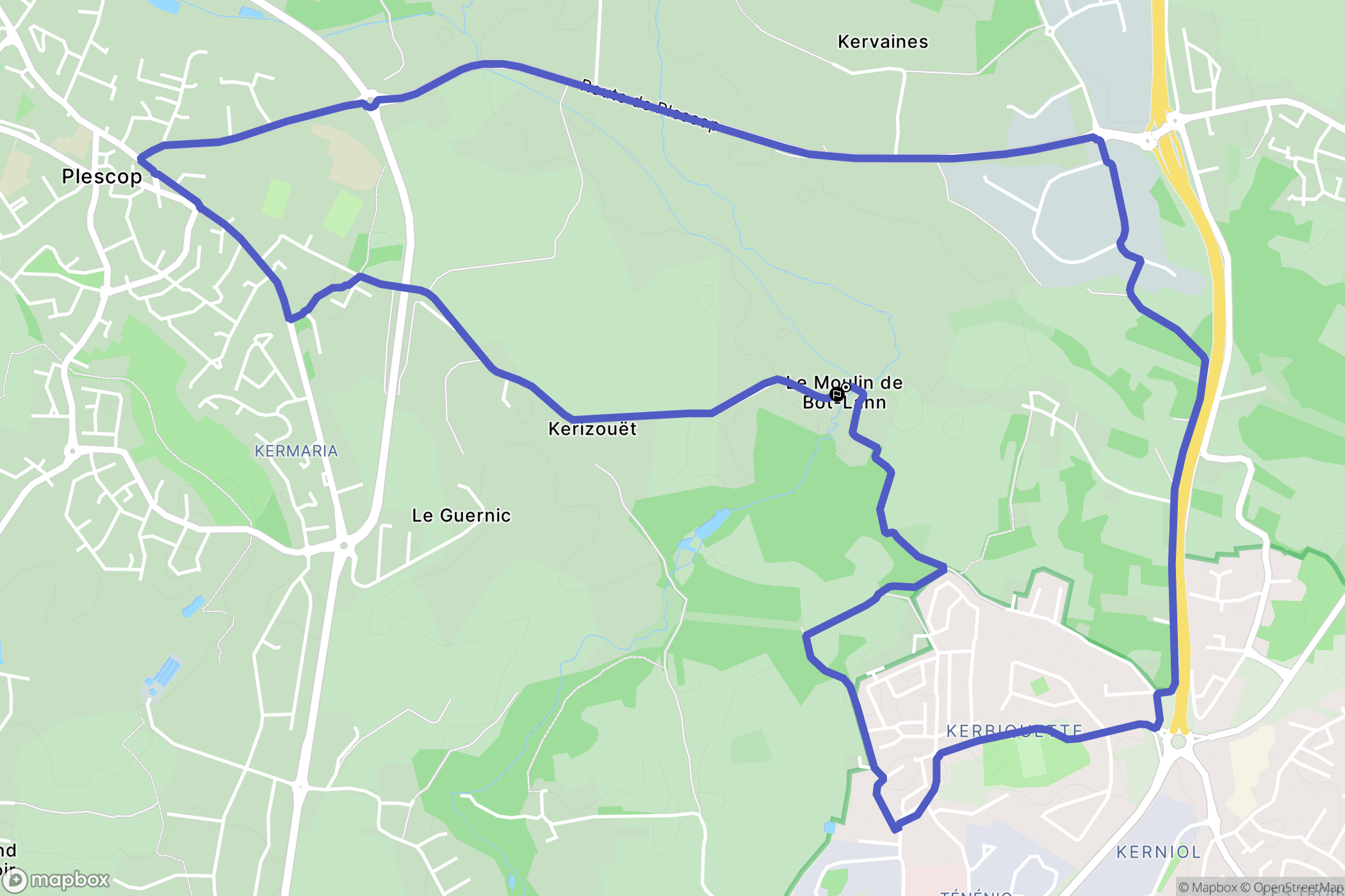 Plescop : carte du parcours de randonnée - France