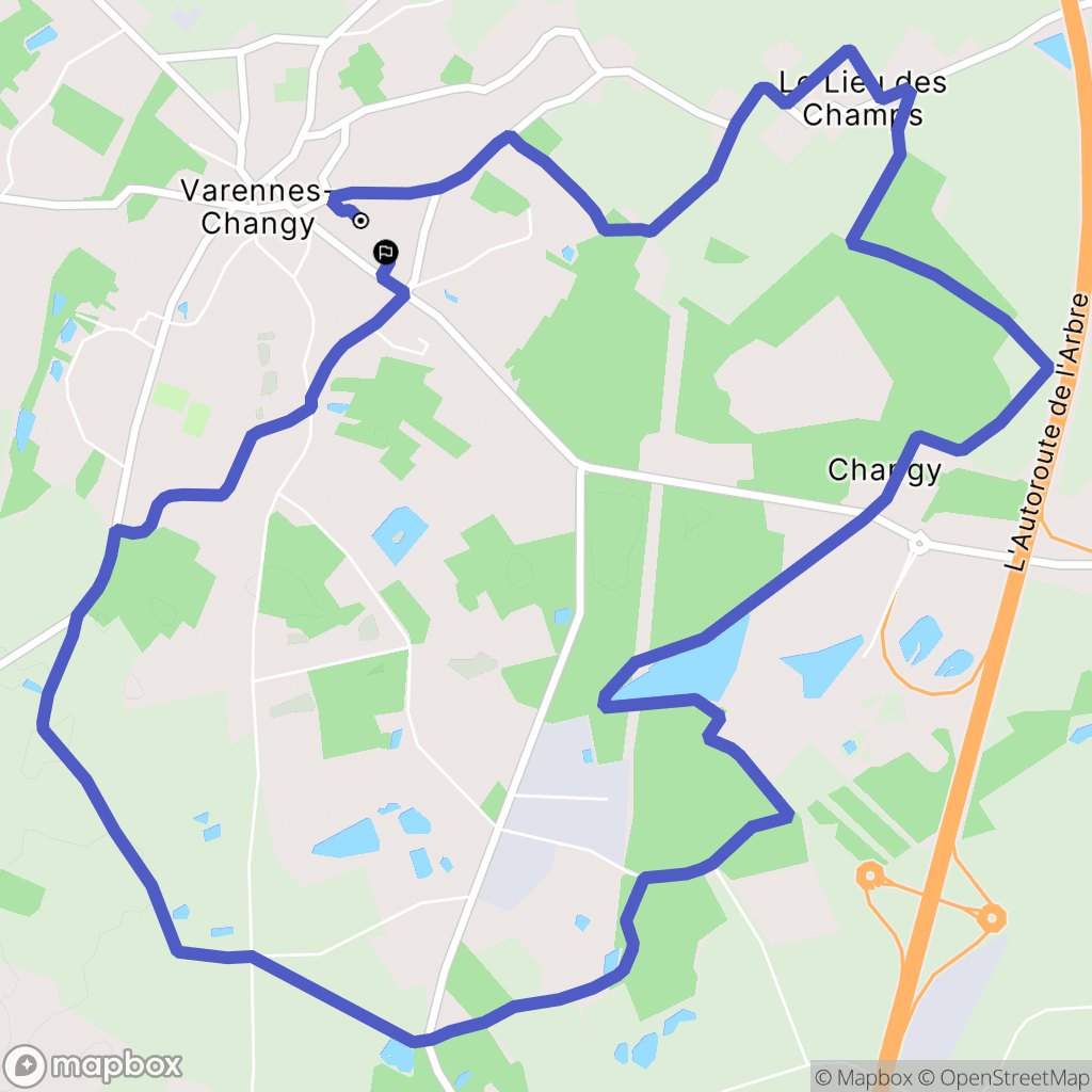 Varennes-Changy : carte du parcours de randonnée - France