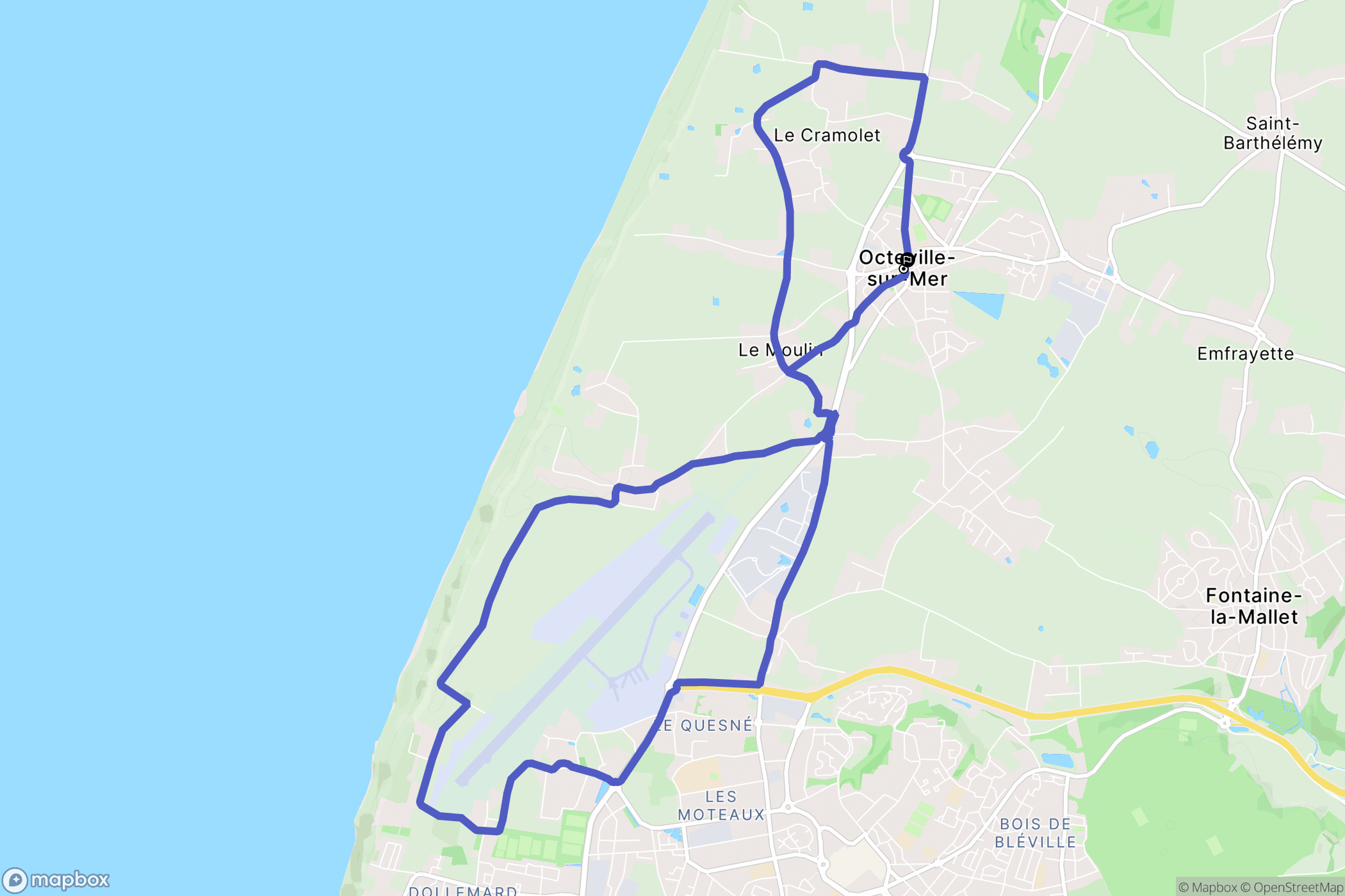 Octeville-sur-Mer : carte du parcours de randonnée - France