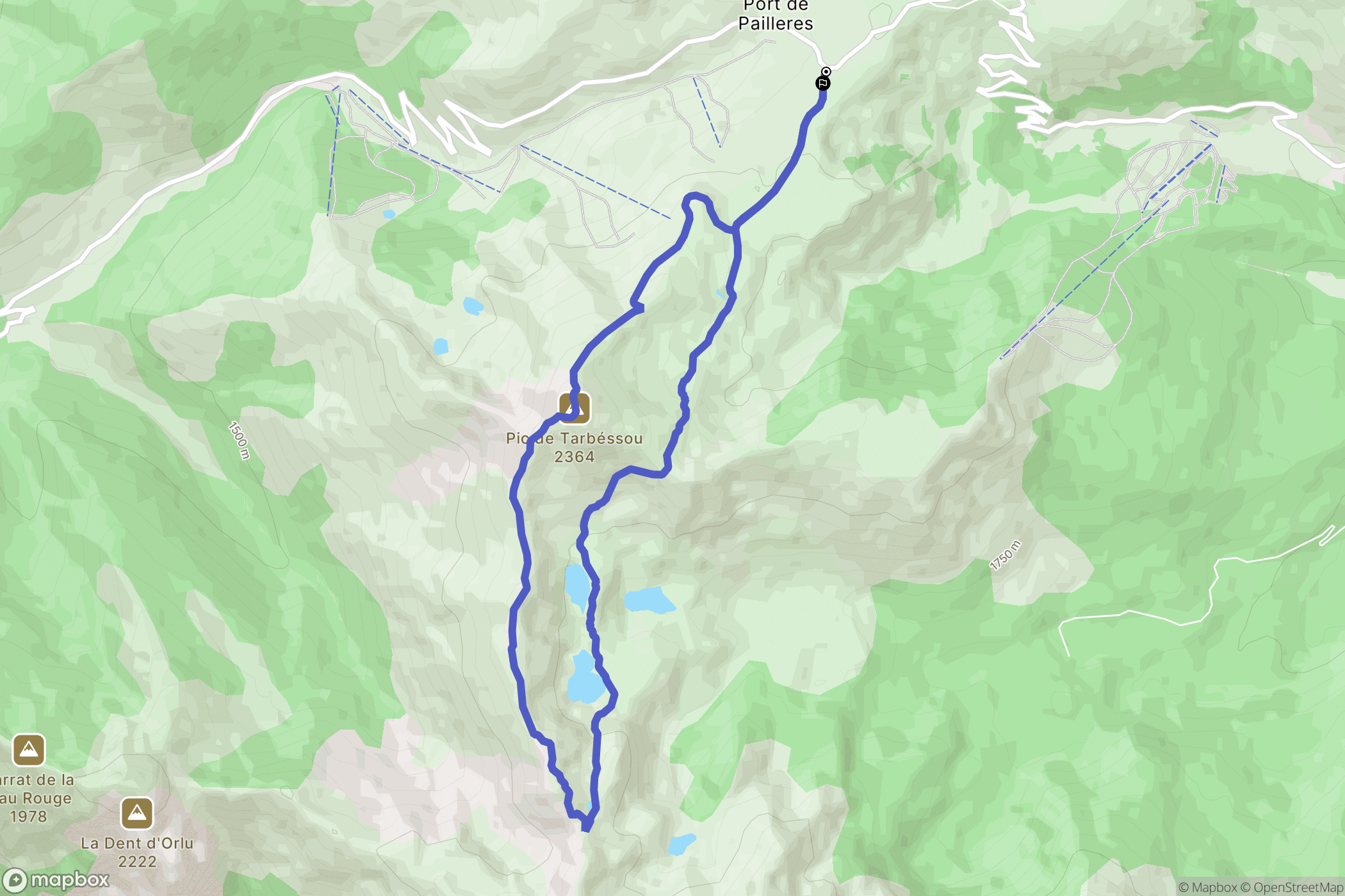 Ascou : carte du parcours de randonnée - France