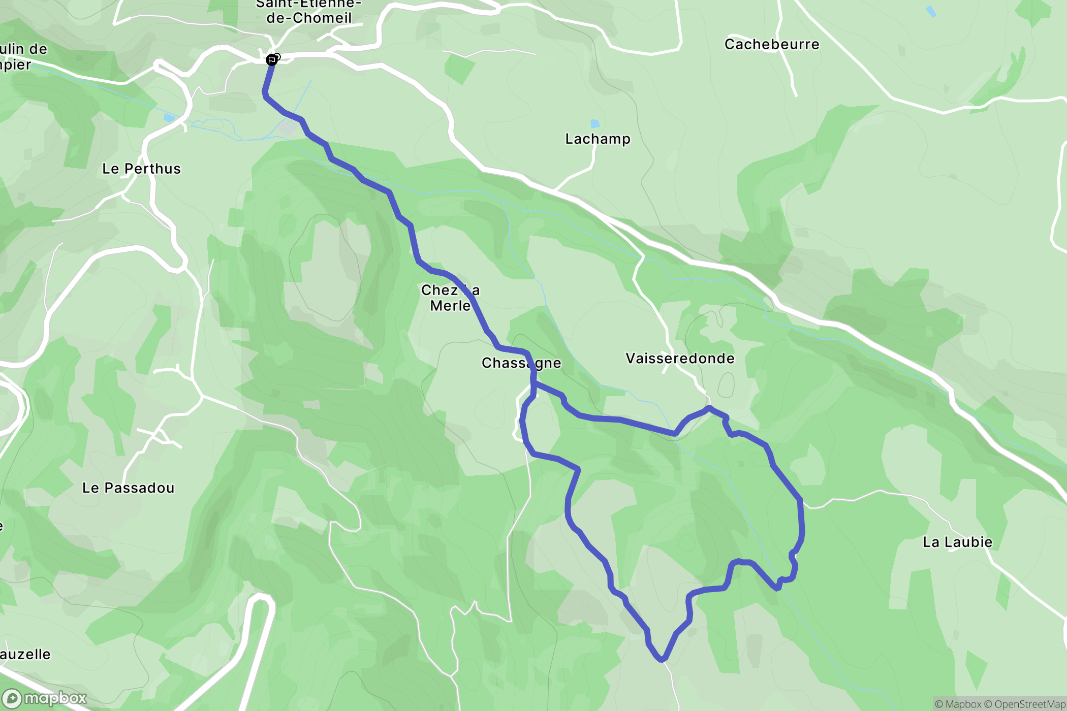 Saint-Étienne-de-Chomeil : carte du parcours de randonnée - France