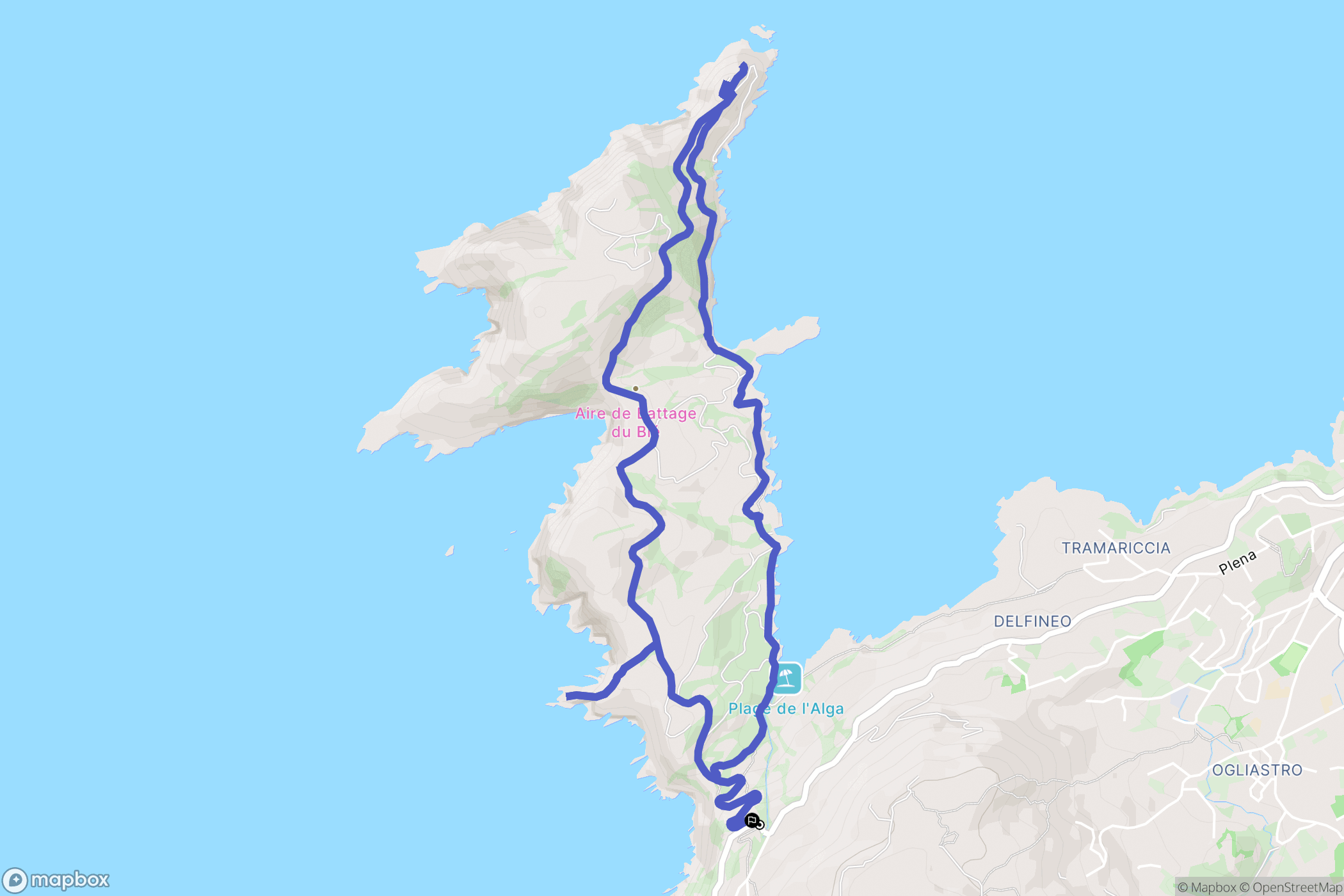 Calvi : carte du parcours de randonnée - France