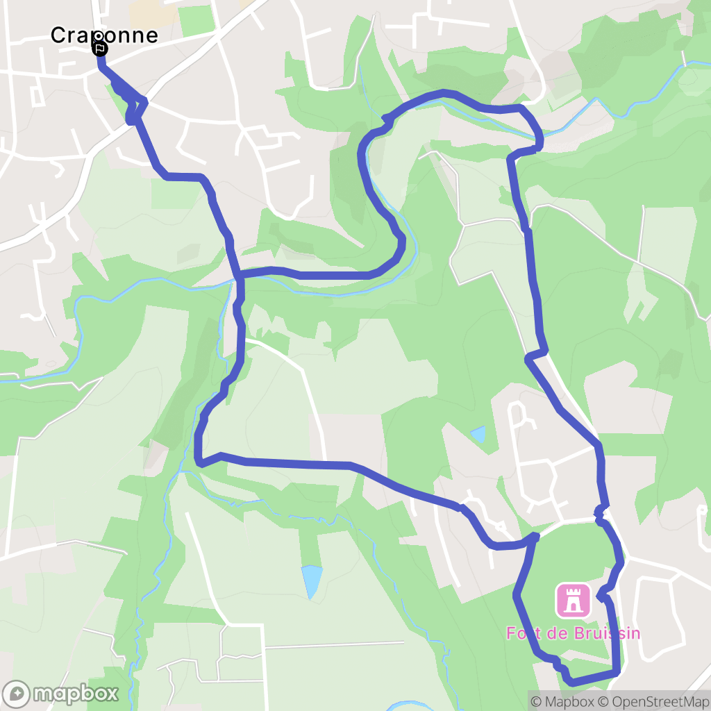 Craponne : carte du parcours de randonnée - France