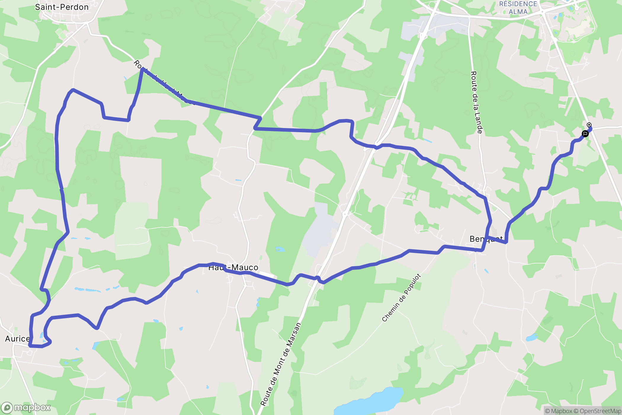 Bretagne-de-Marsan : carte du parcours de randonnée - France