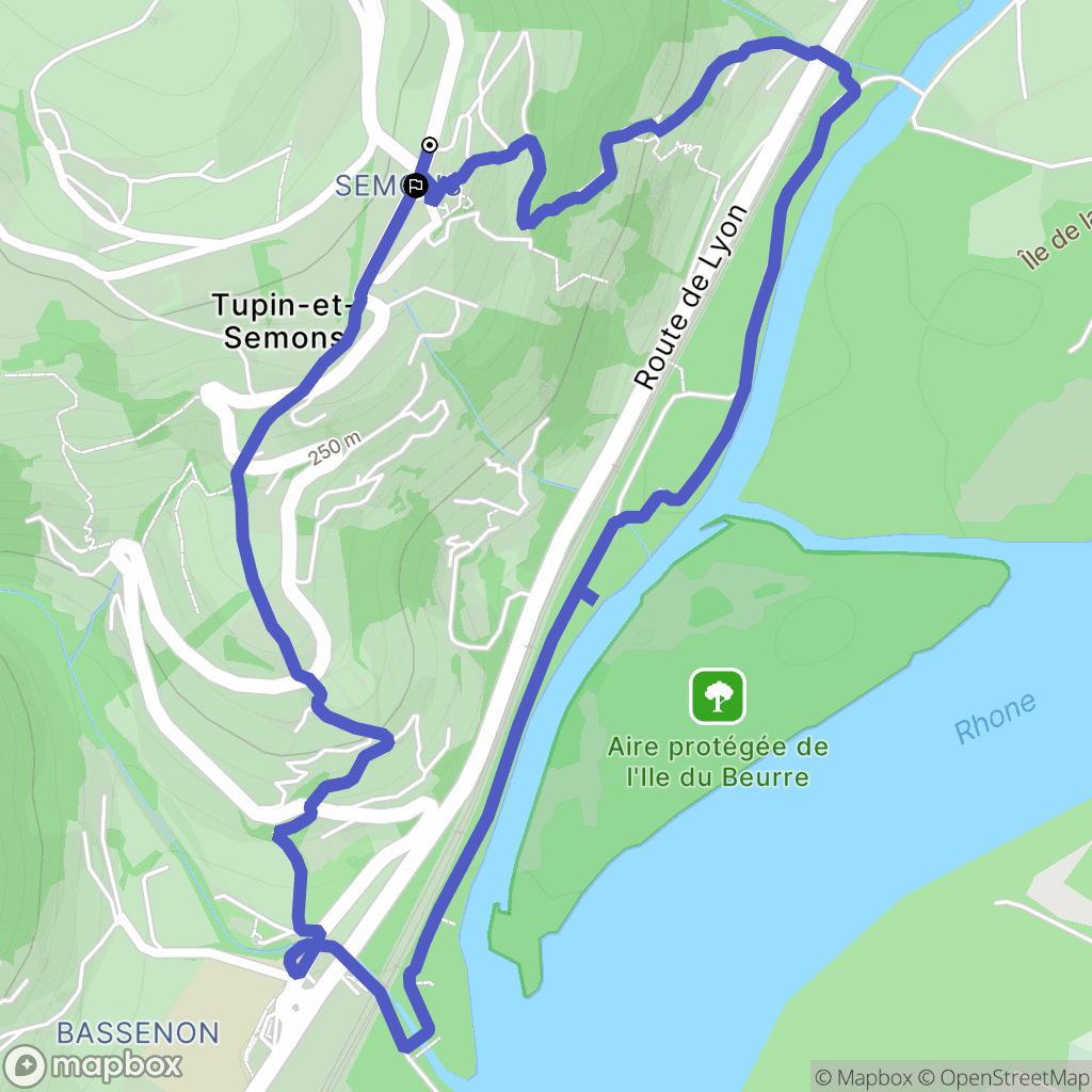 Tupin-et-Semons : carte du parcours de randonnée - France