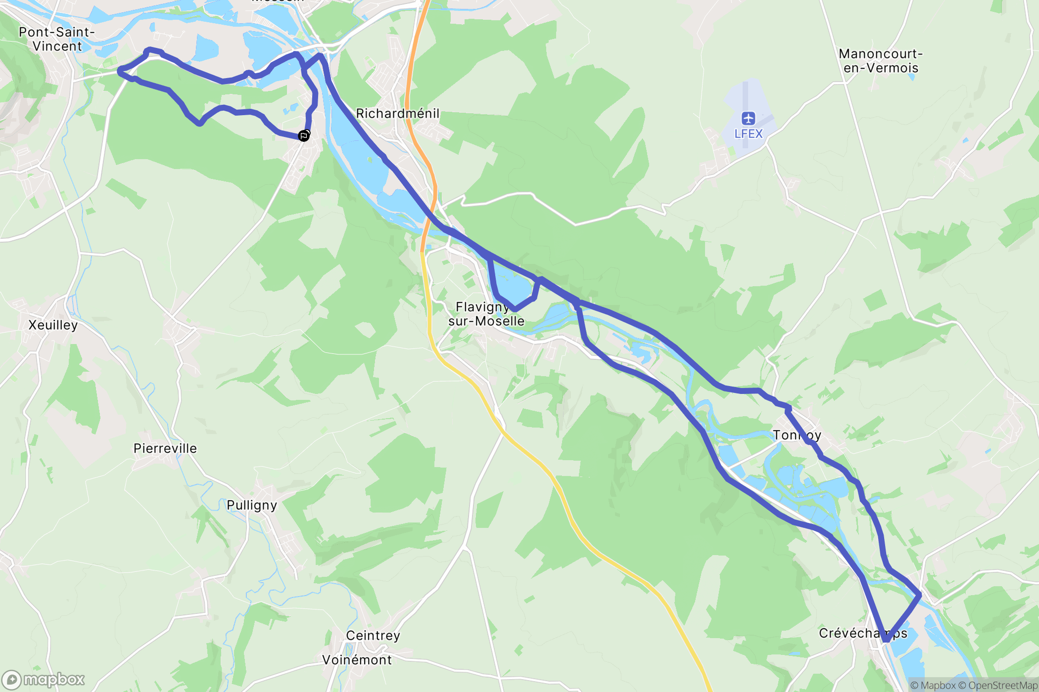 Méréville : carte du parcours de randonnée - France