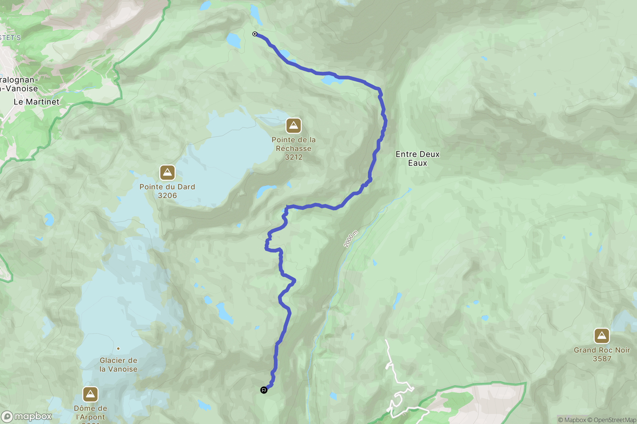 Pralognan-la-Vanoise : carte du parcours de randonnée - France