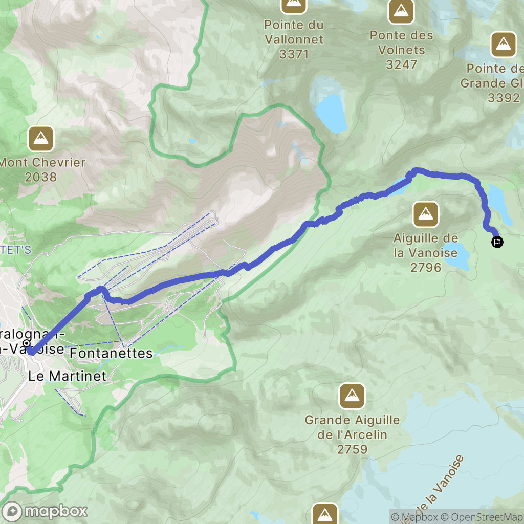 Pralognan-la-Vanoise : carte du parcours de randonnée - France