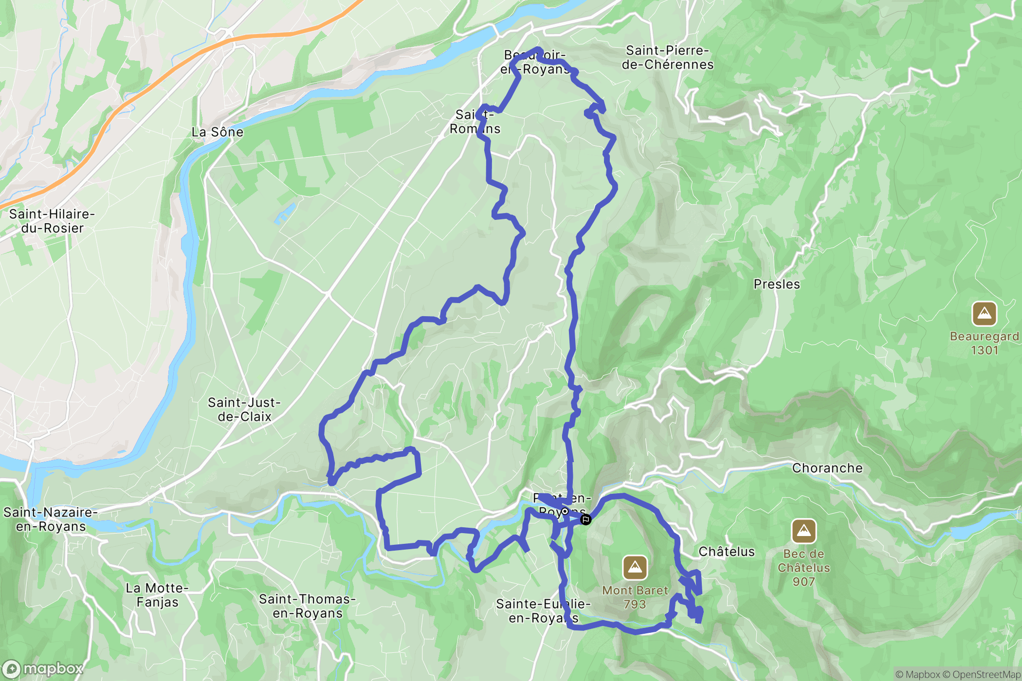 Pont-en-Royans : carte du parcours de randonnée - France