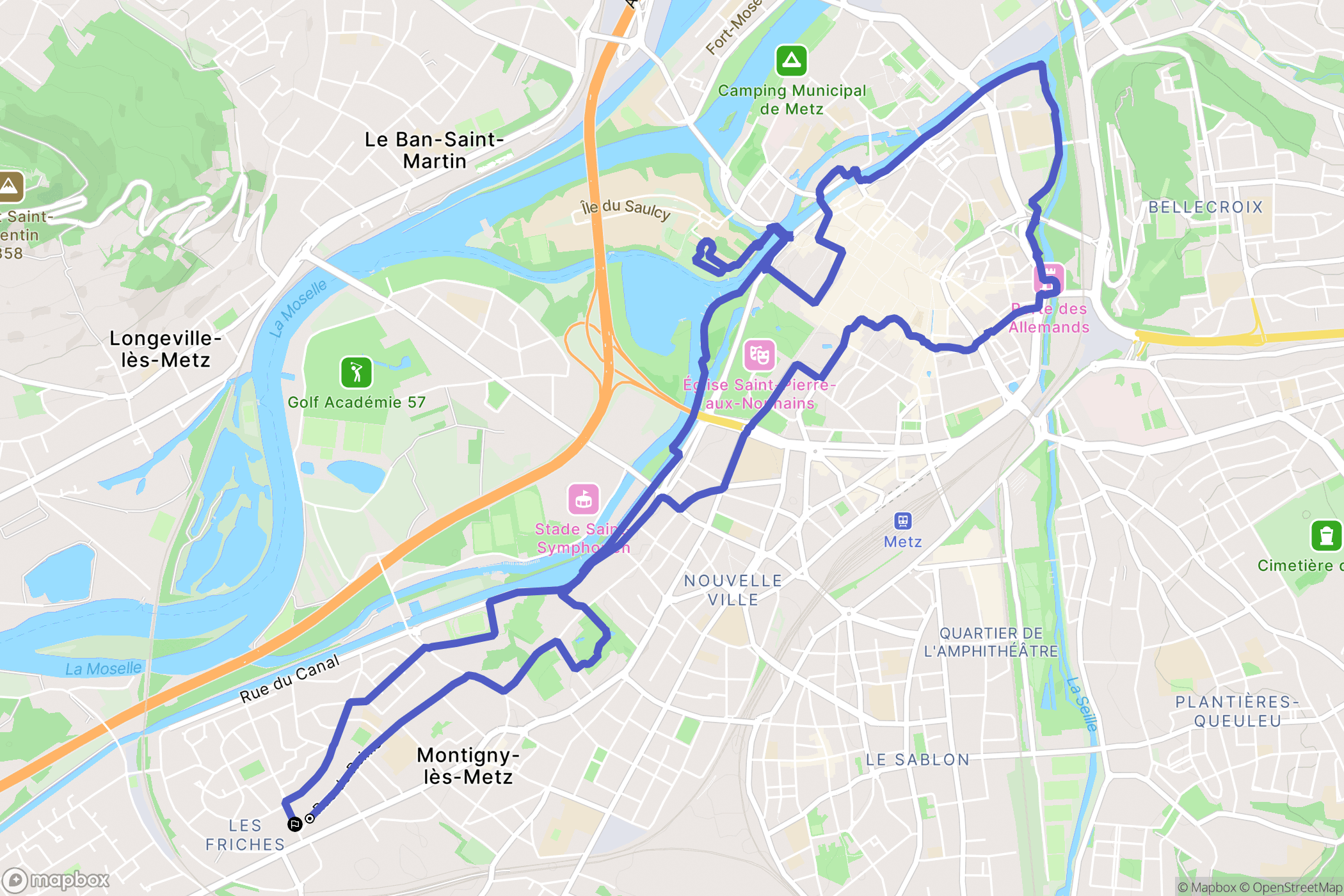 Montigny-lès-Metz : carte du parcours de randonnée - France