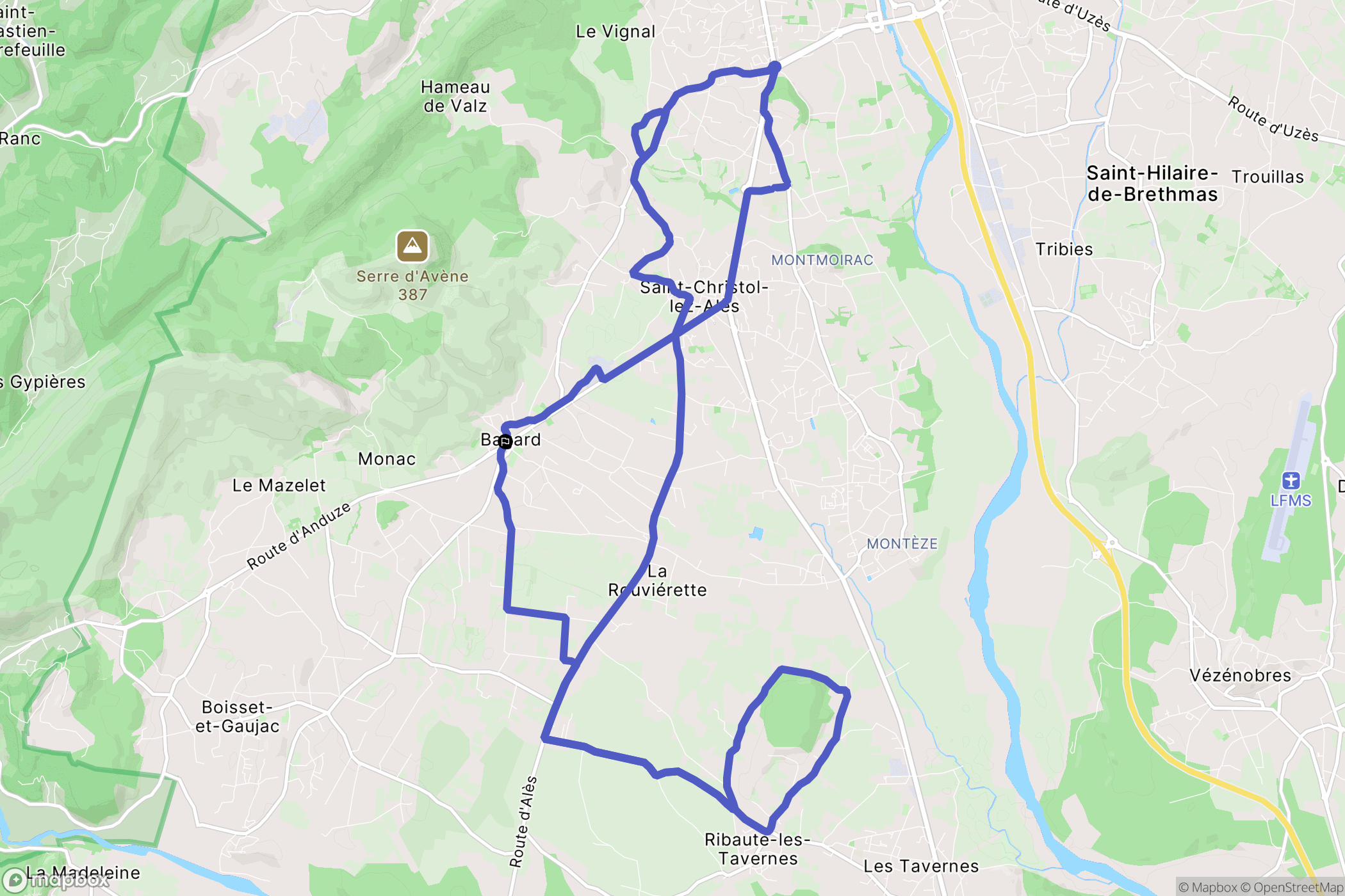 Bagard : carte du parcours de randonnée - France