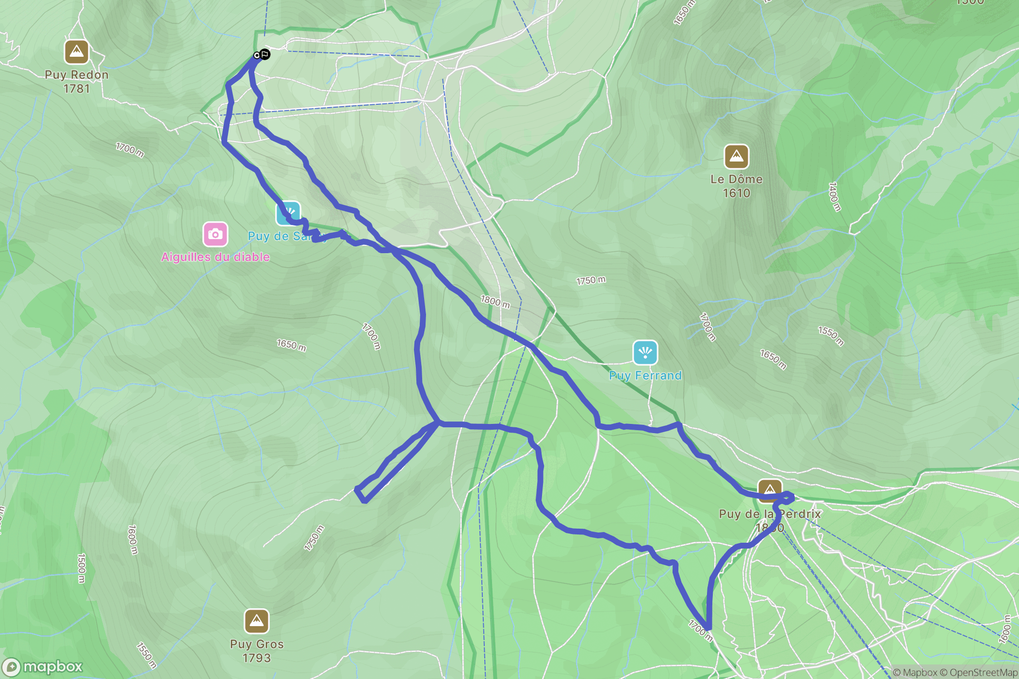 Le Mont-Dore : carte du parcours de randonnée - France
