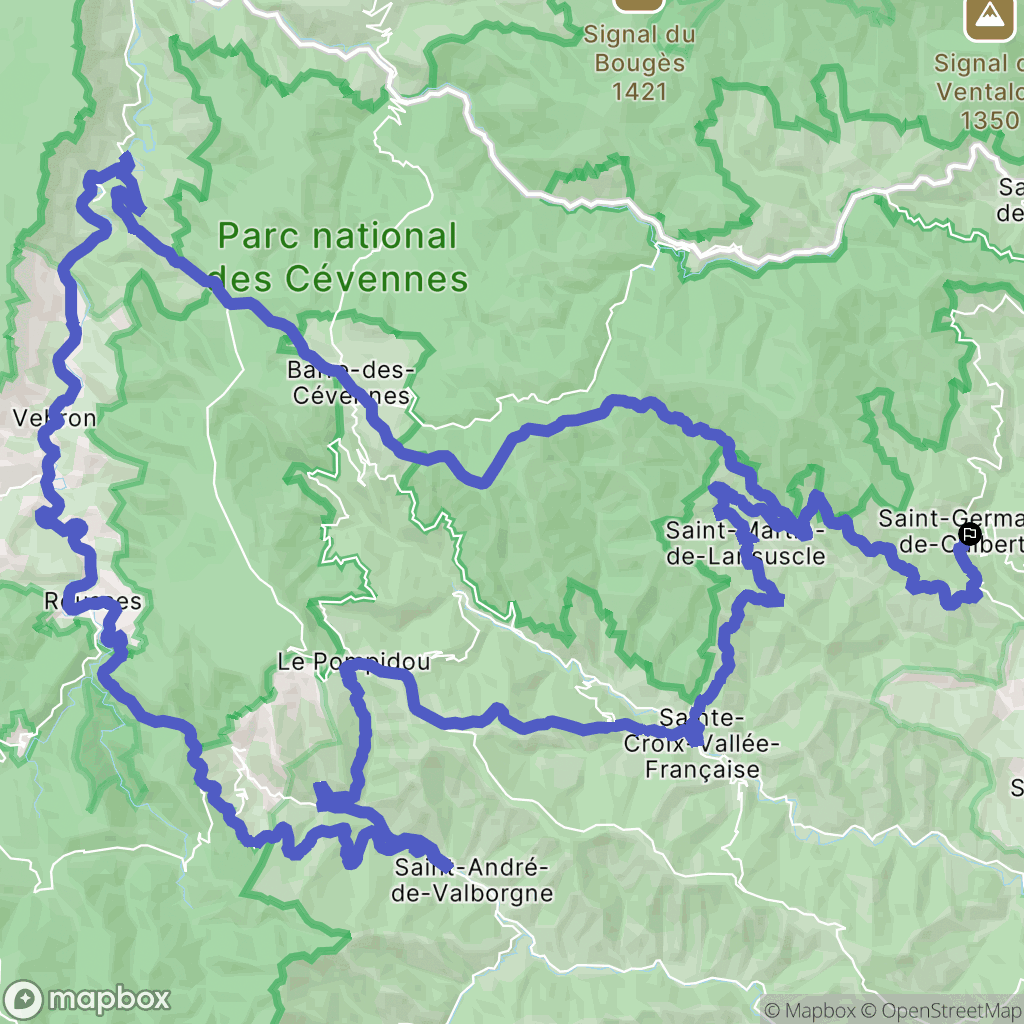 Saint-Germain-de-Calberte : carte du parcours de randonnée - France