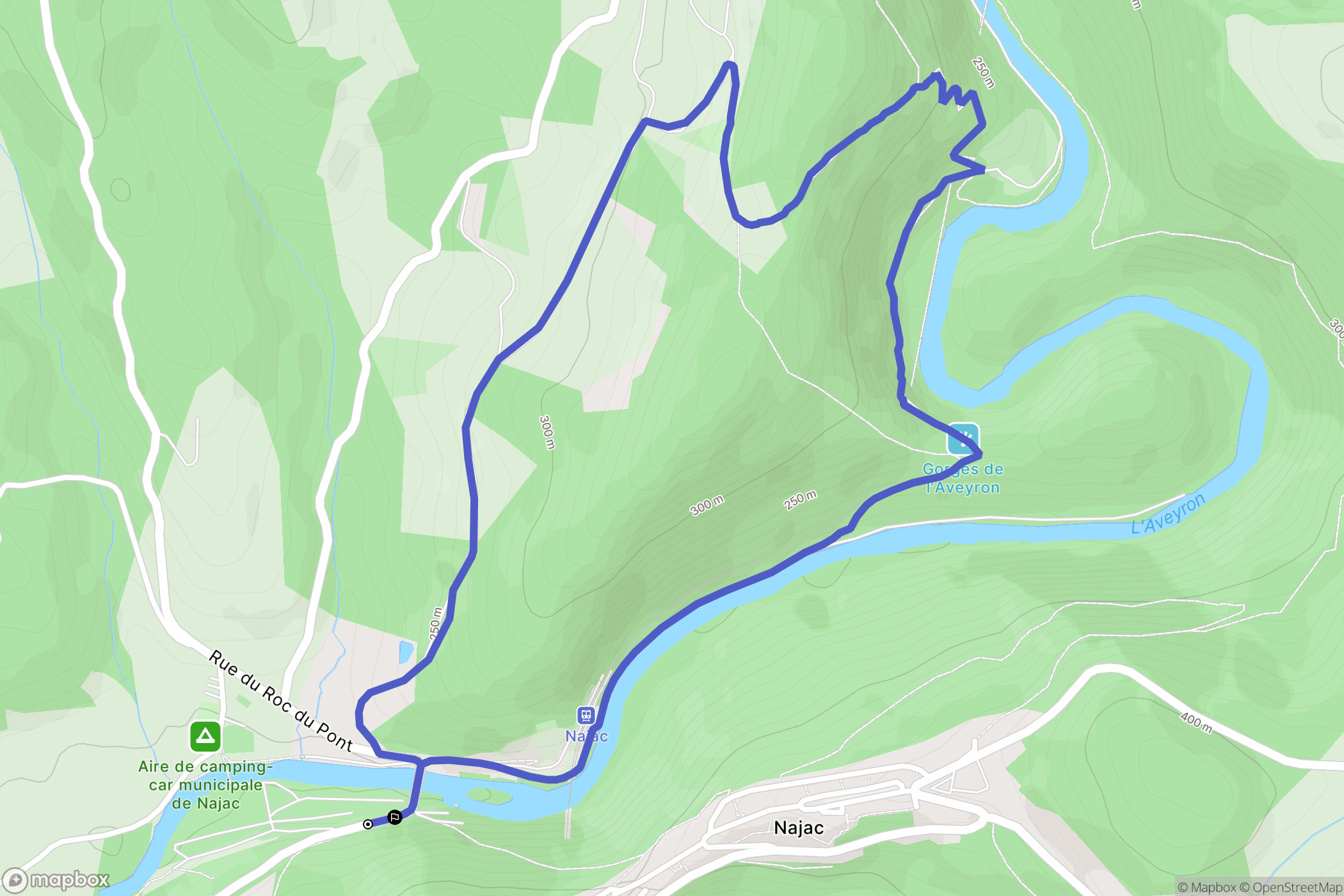 Najac : carte du parcours de randonnée - France