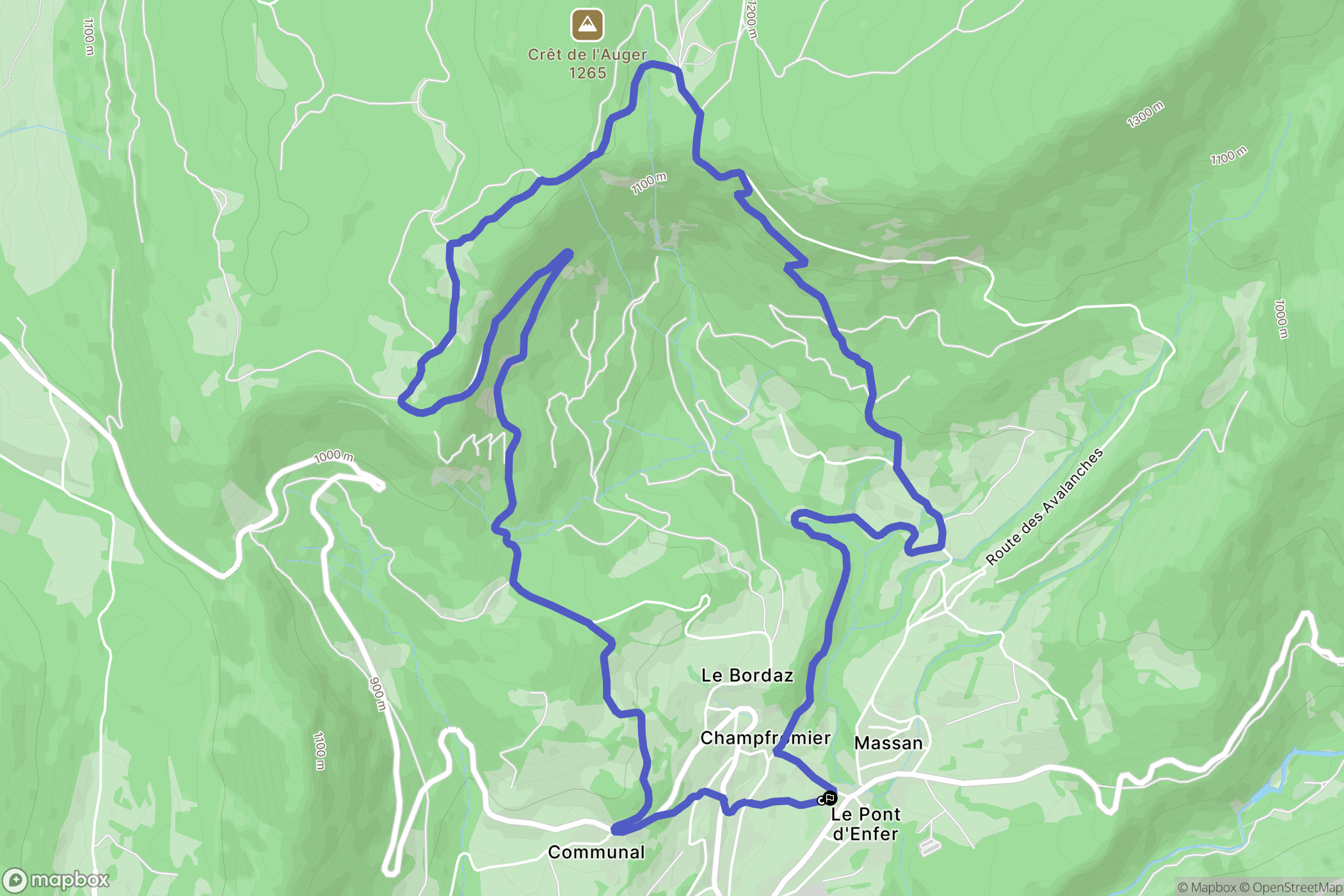 Champfromier : carte du parcours de randonnée - France