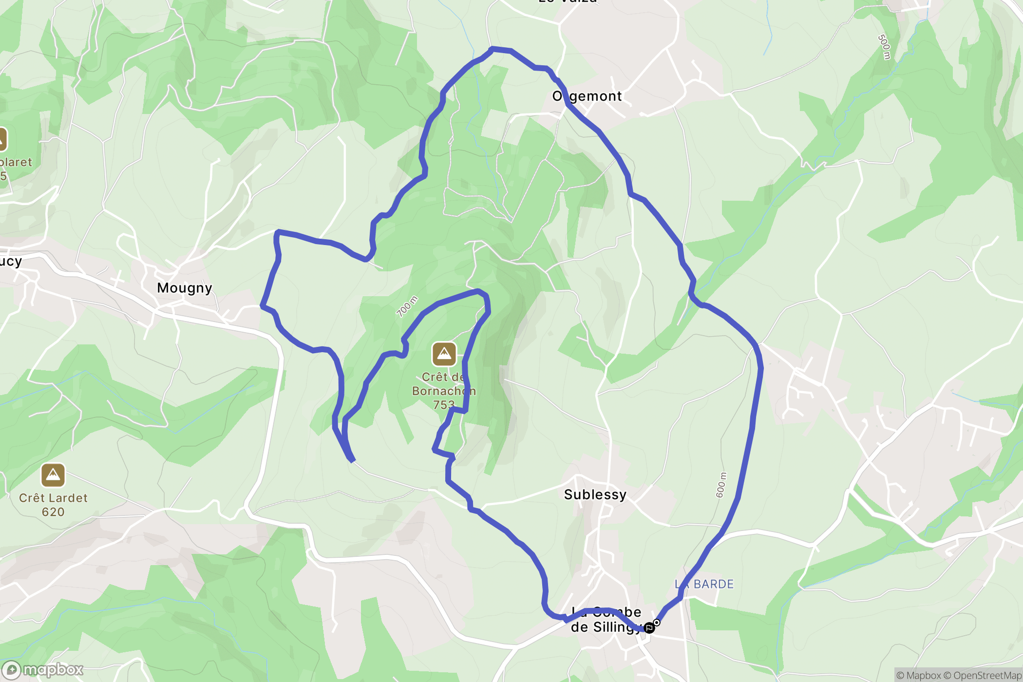 Sillingy : carte du parcours de randonnée - France