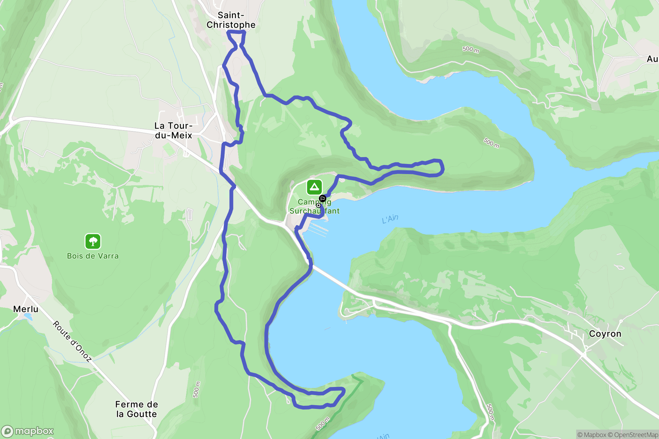 La Tour-du-Meix : carte du parcours de randonnée - France