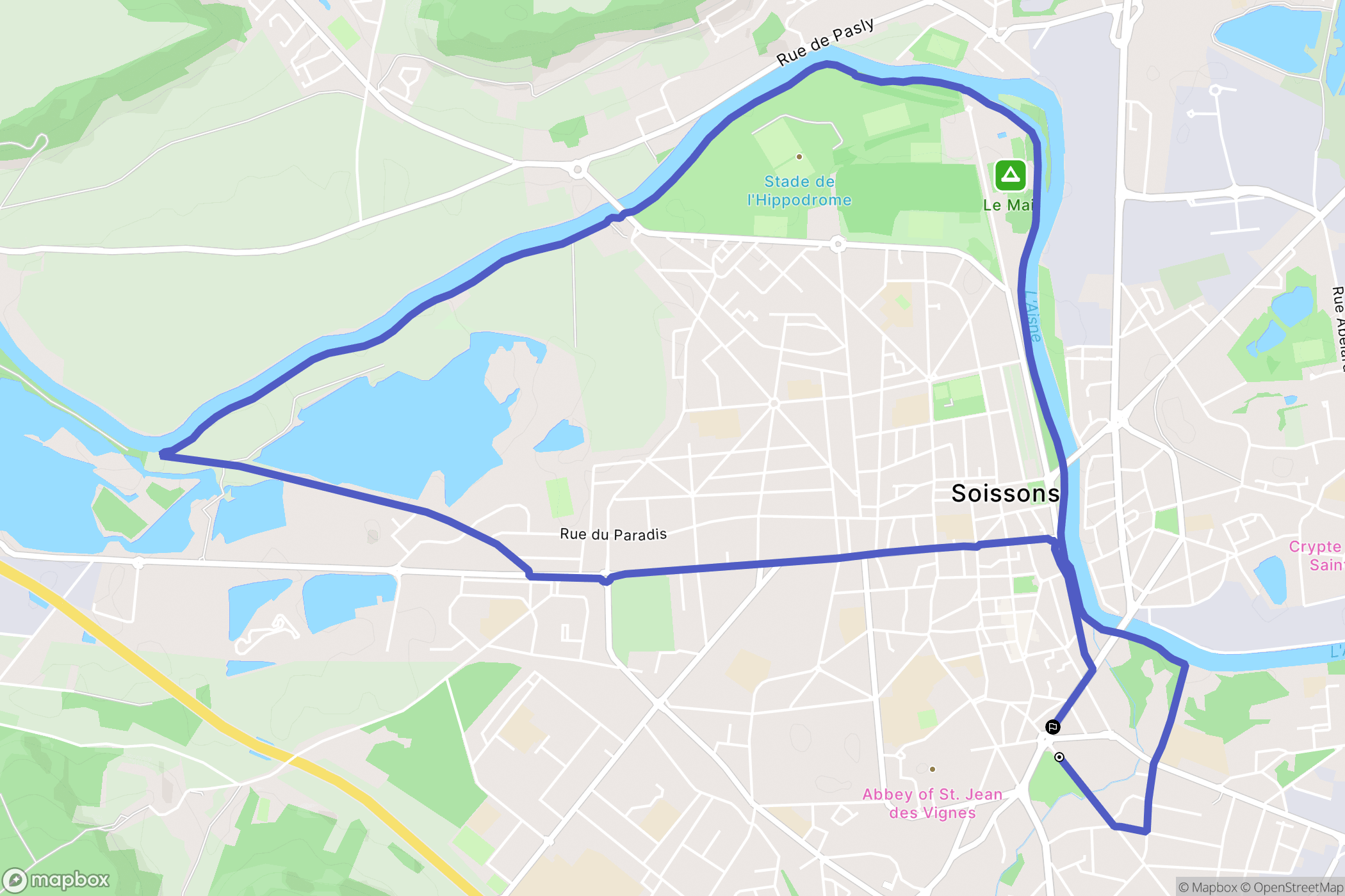 Soissons : carte du parcours de randonnée - France