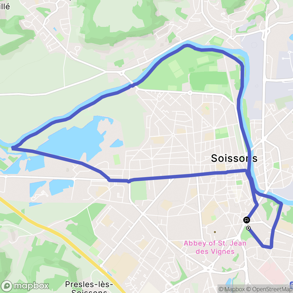 Soissons : carte du parcours de randonnée - France
